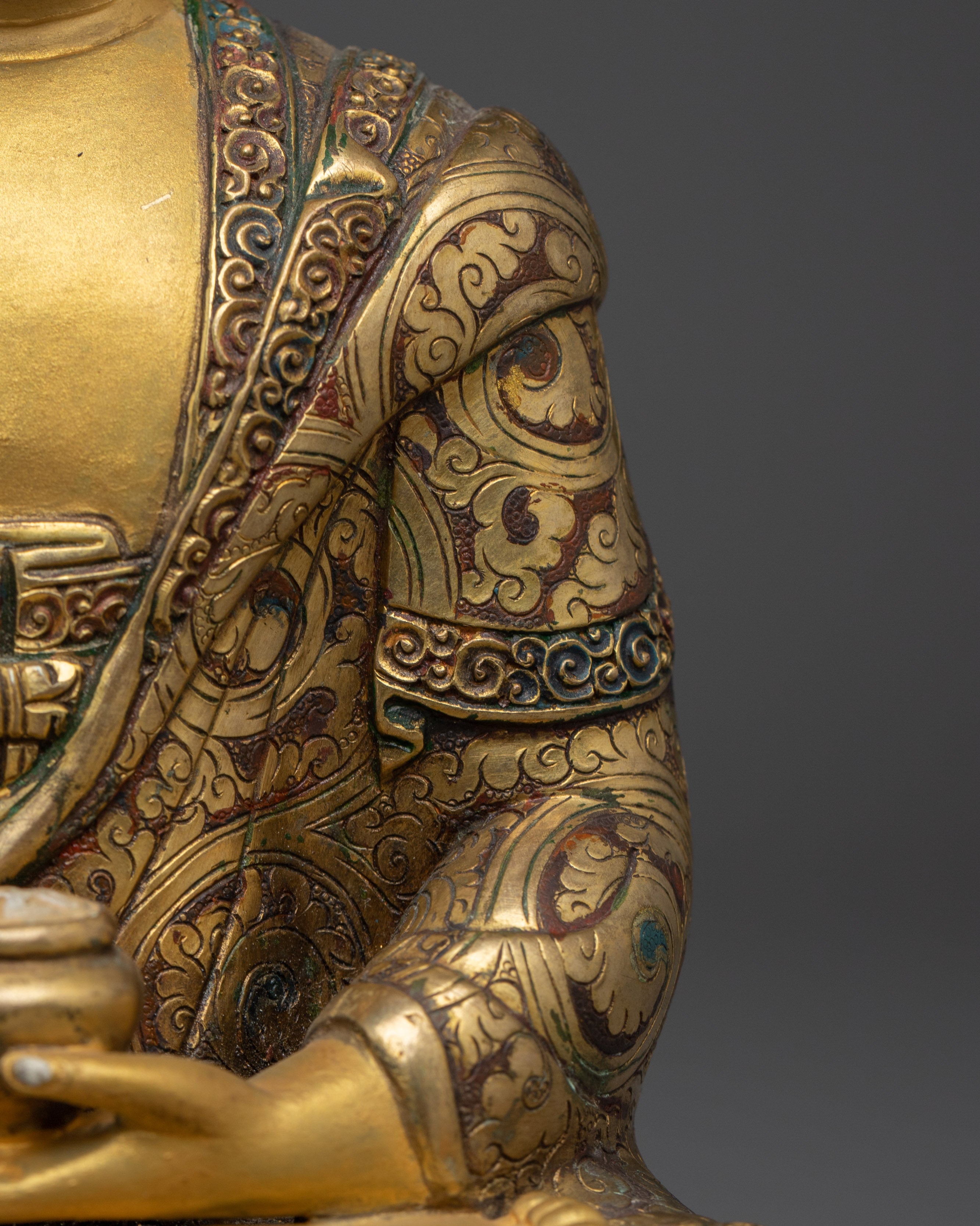 Shakyamuni Buddha, Dharma Founder Sculpture | Gold Gilded Art