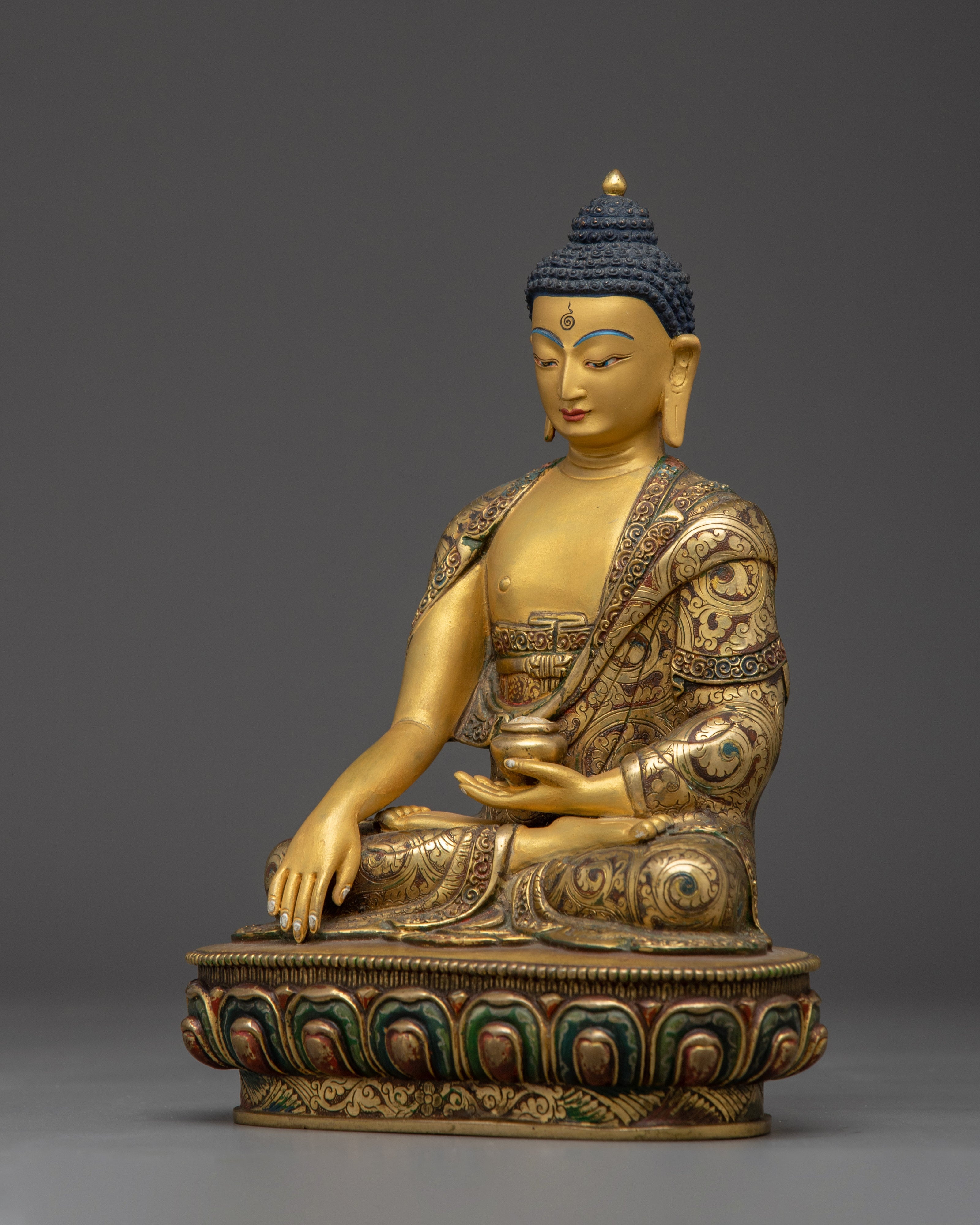Shakyamuni Buddha, Dharma Founder Sculpture | Gold Gilded Art