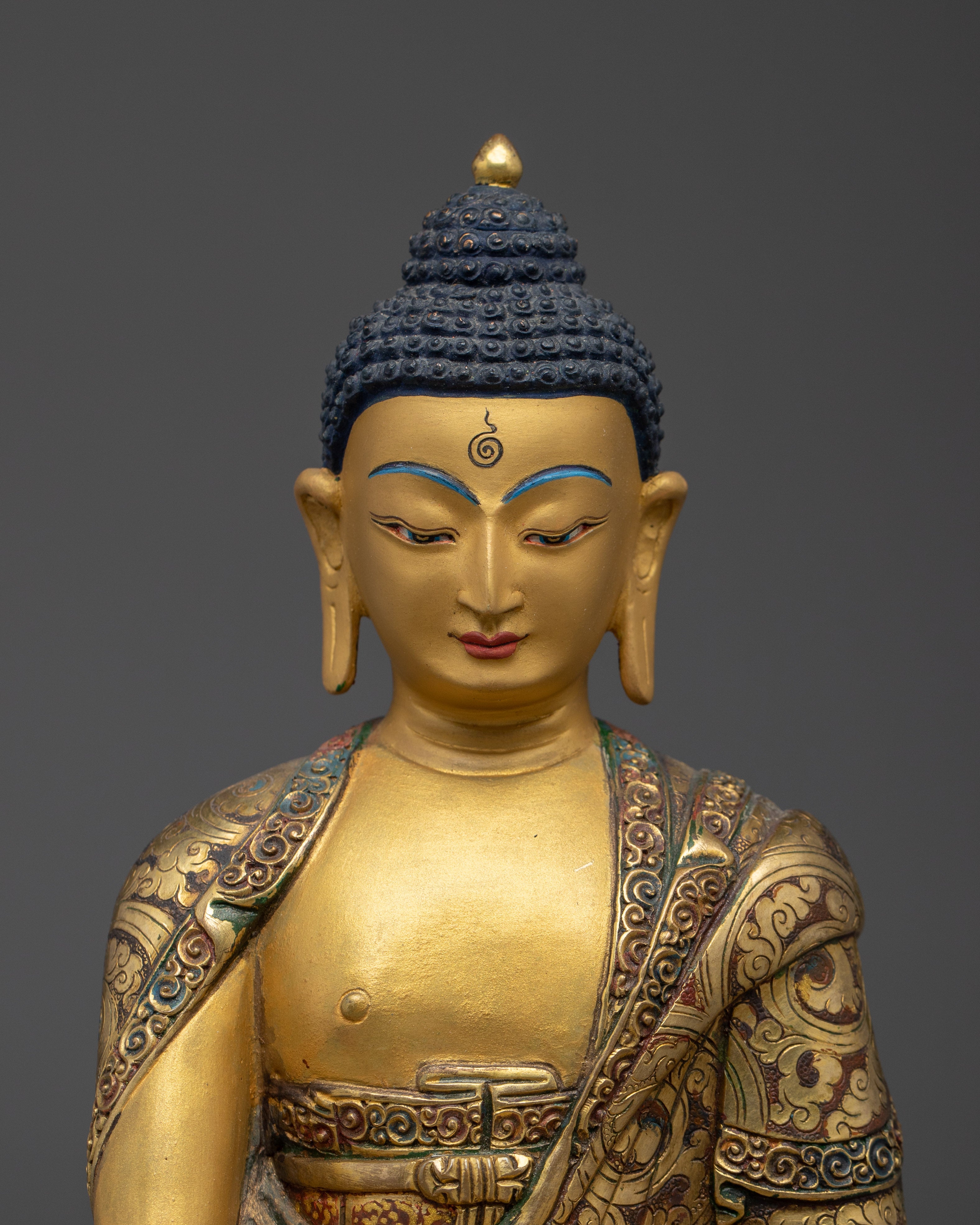 Shakyamuni Buddha, Dharma Founder Sculpture | Gold Gilded Art