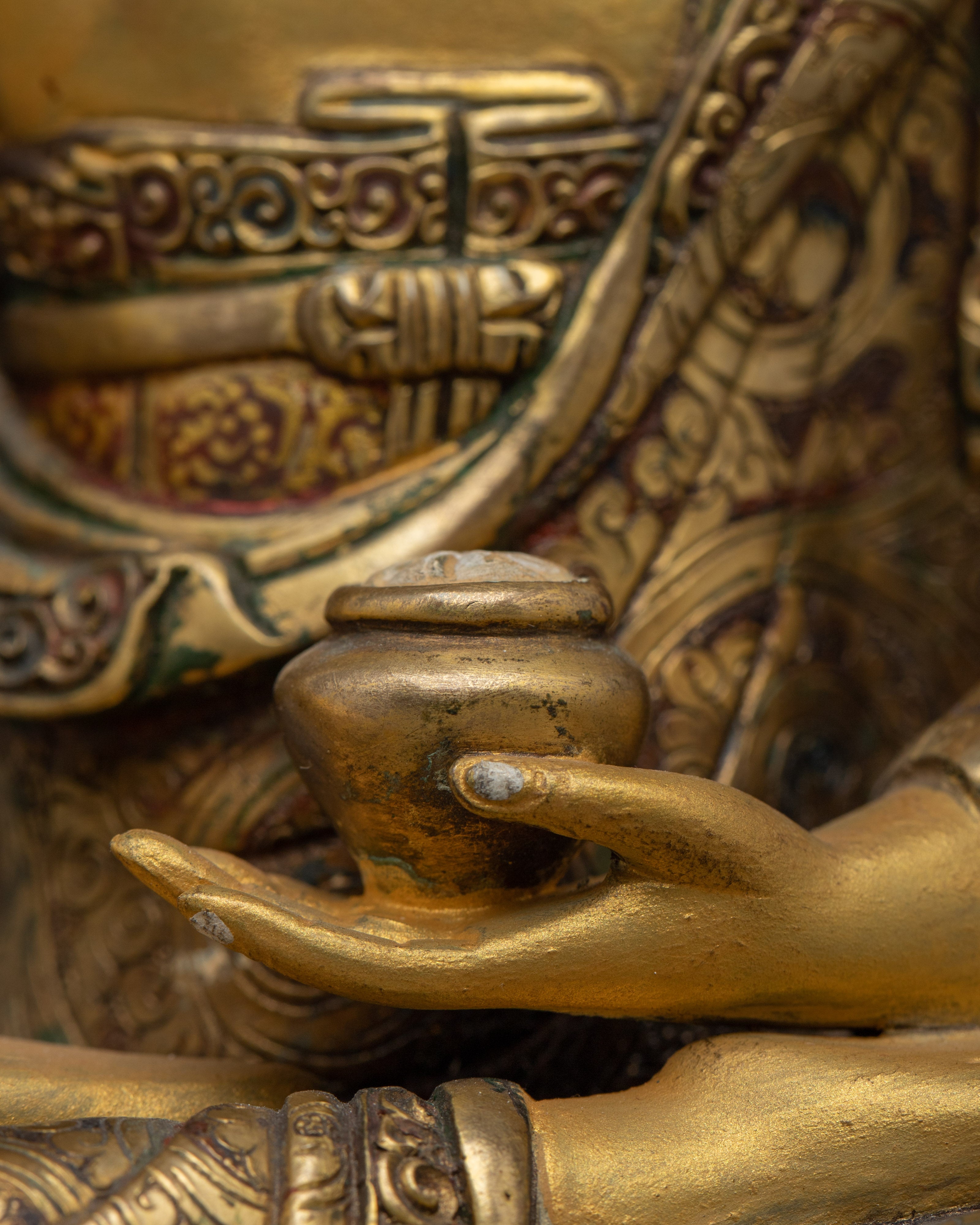 Shakyamuni Buddha, Dharma Founder Sculpture | Gold Gilded Art