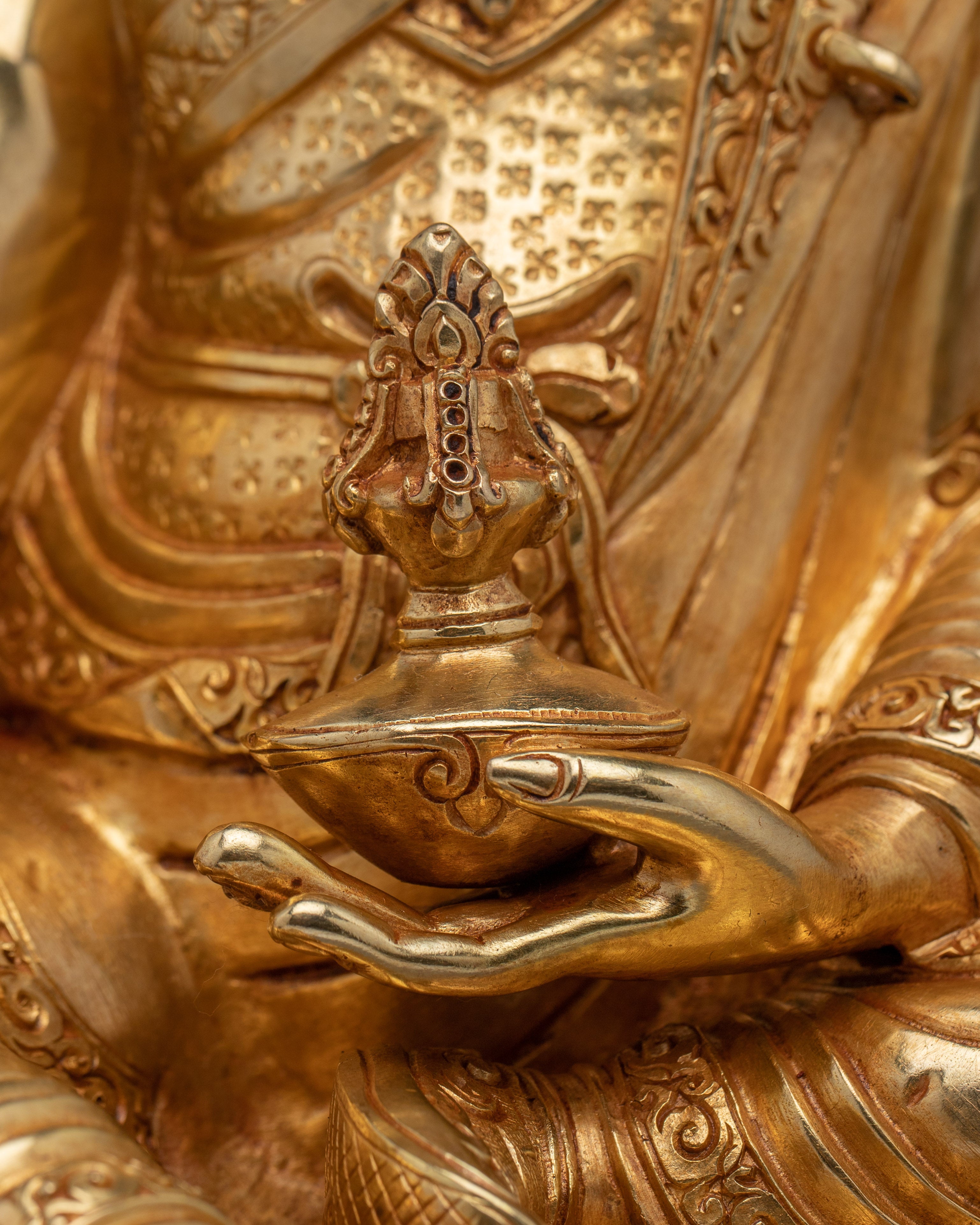 Guru Rinpoche, Tibetan Tantric Healer | Gold Gilded Statue
