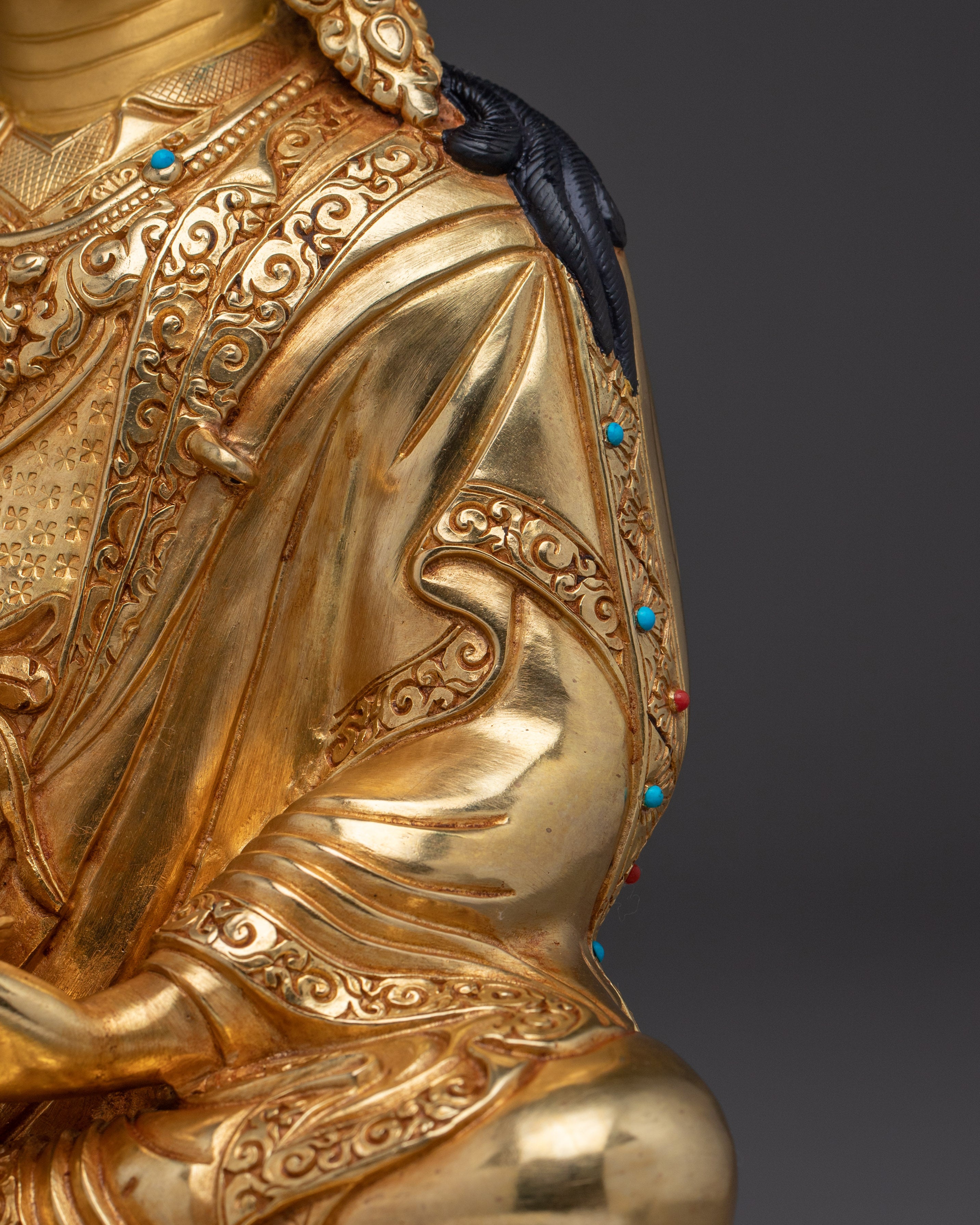 Guru Rinpoche, Tibetan Tantric Healer | Gold Gilded Statue