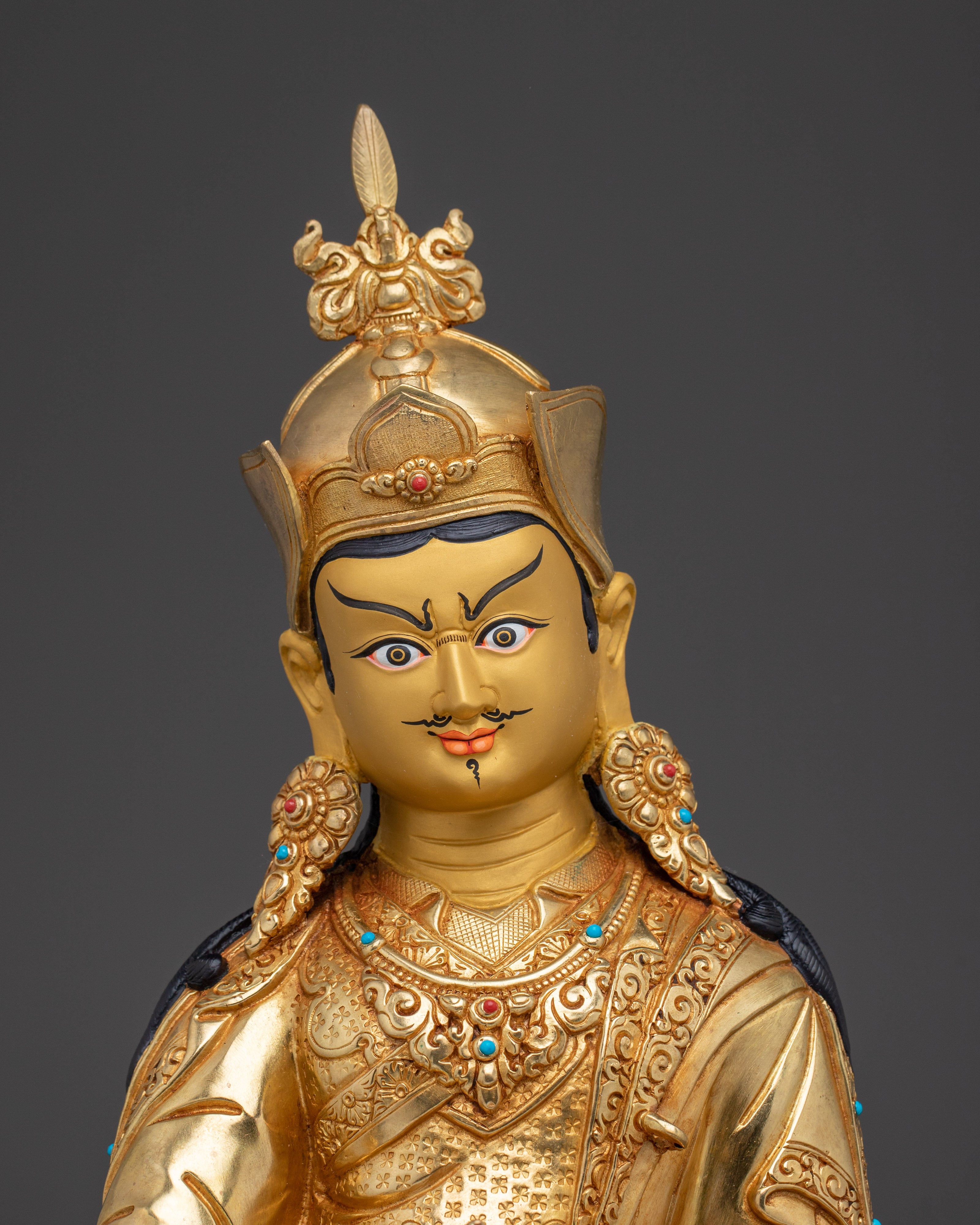 Guru Rinpoche, Tibetan Tantric Healer | Gold Gilded Statue