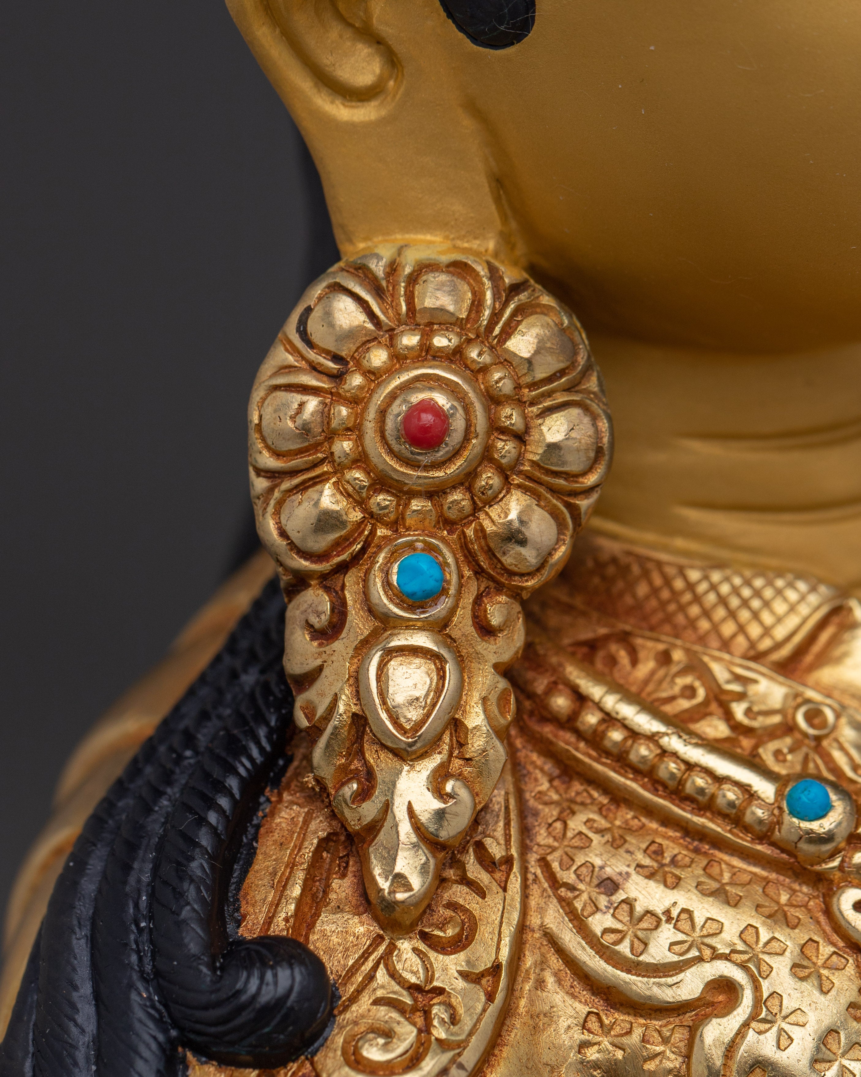 Guru Rinpoche, Tibetan Tantric Healer | Gold Gilded Statue