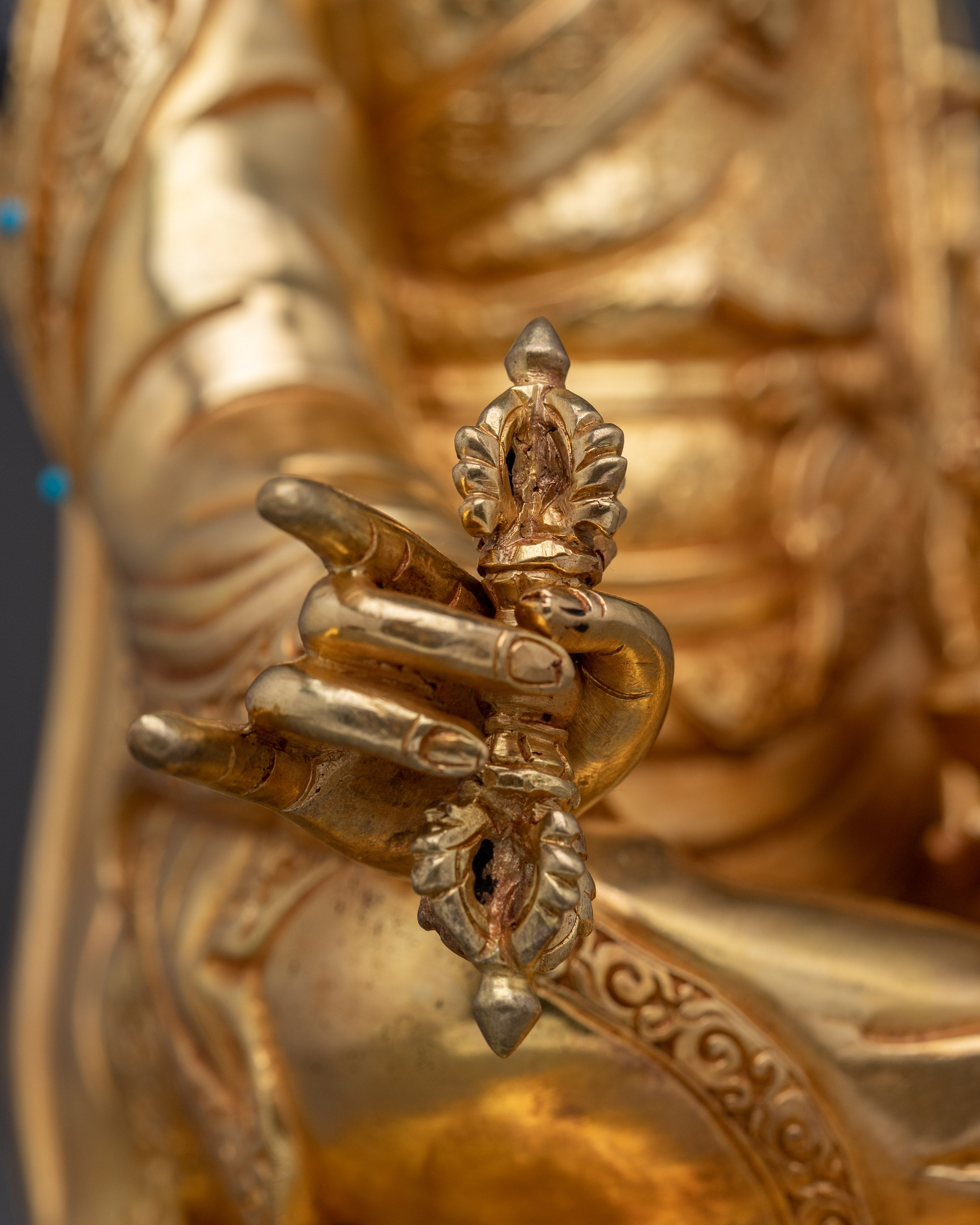 Guru Rinpoche, Tibetan Tantric Healer | Gold Gilded Statue