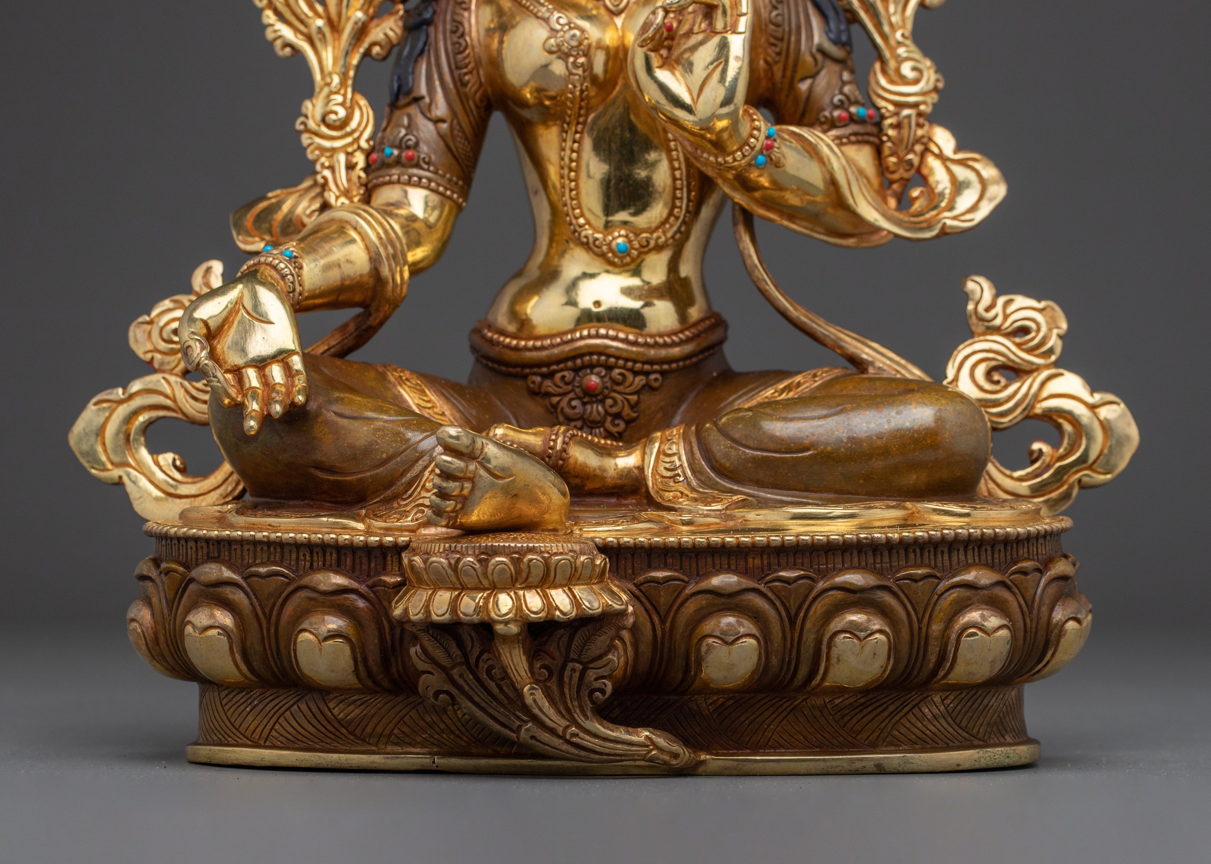 Divine Liberator Green Tara | Gold Gilded Statue