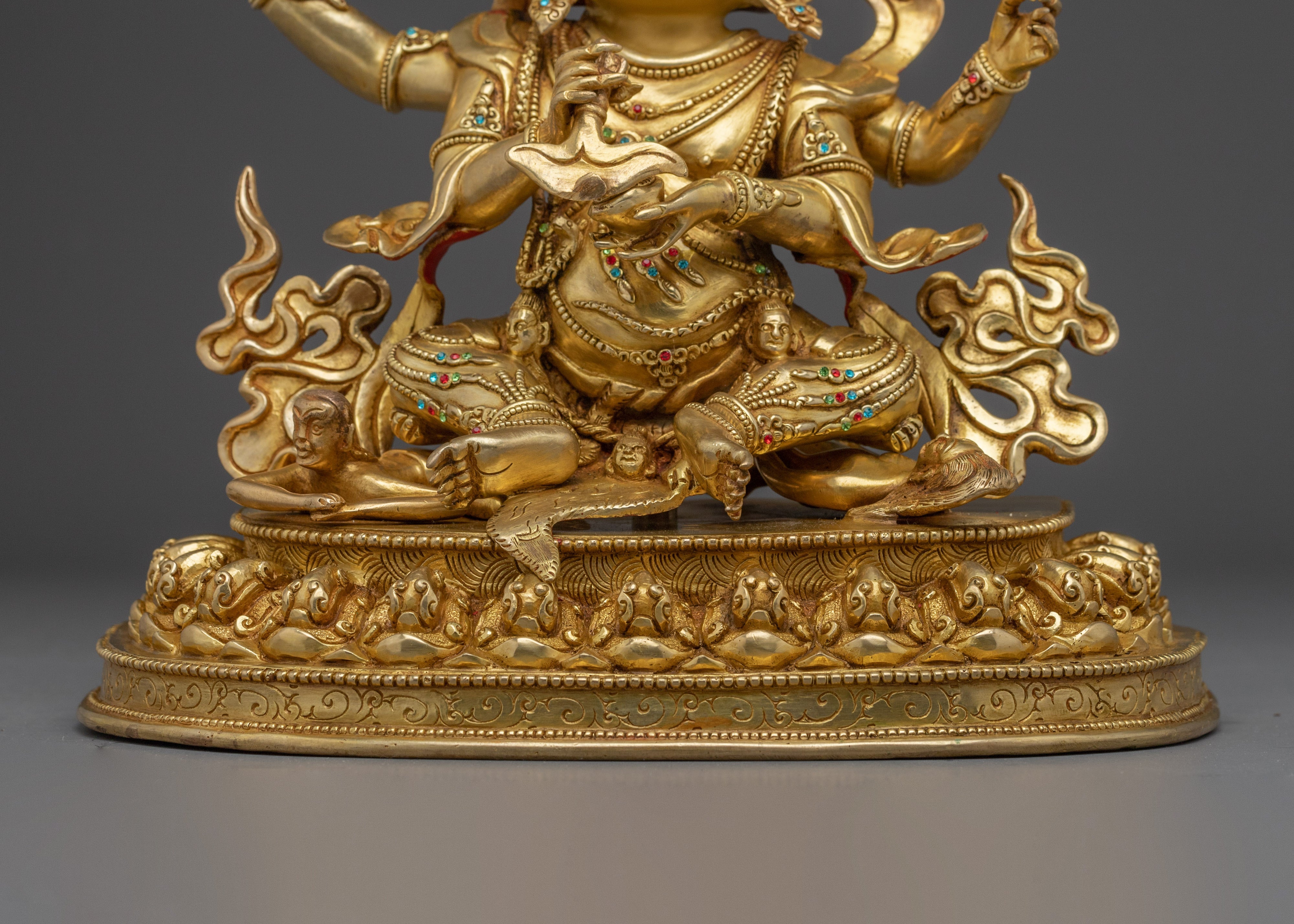 Four Armed Mahakala Sculpture for Protection and Strength | Deity for Altar and Shrine