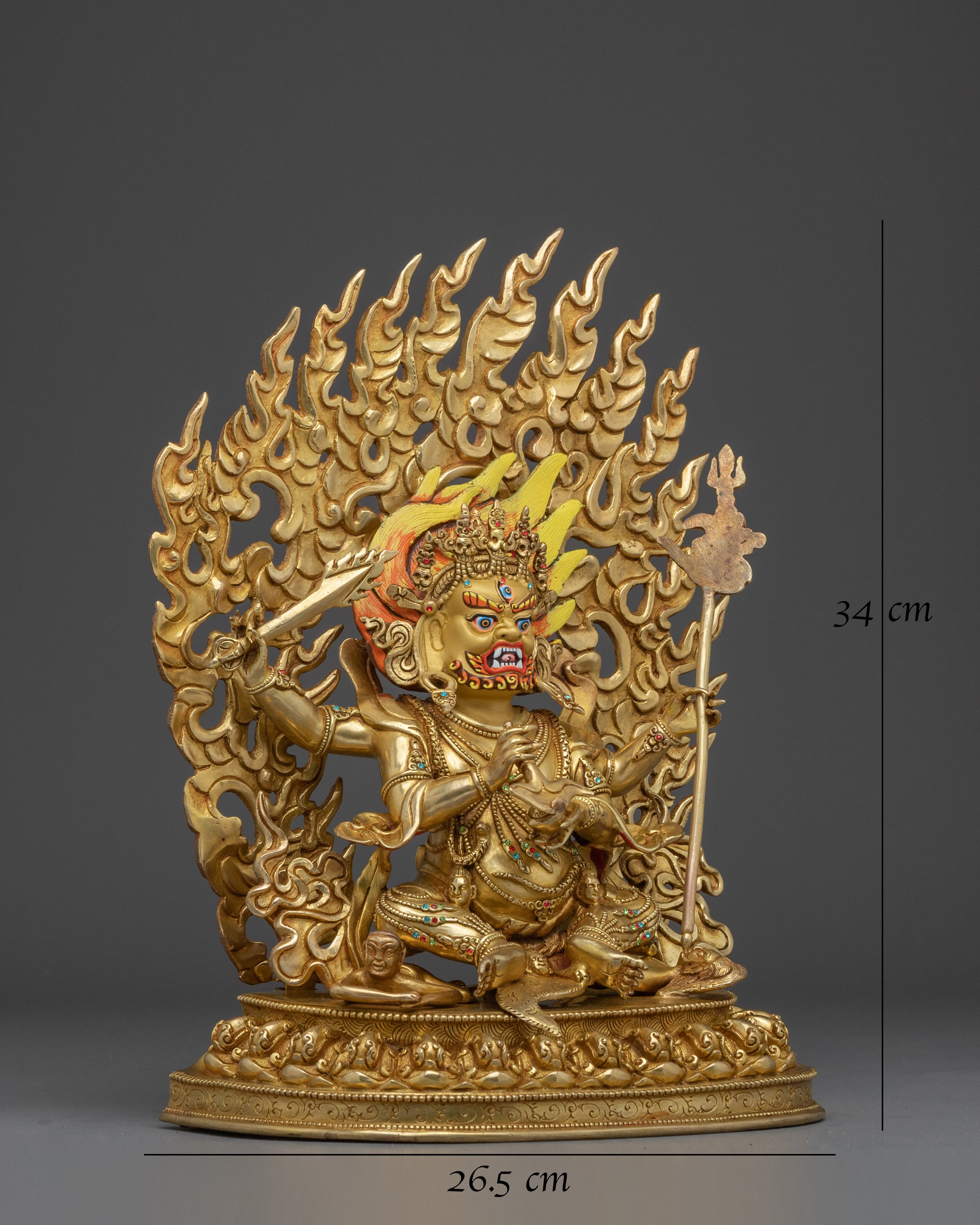 Four Armed Mahakala Sculpture for Protection and Strength