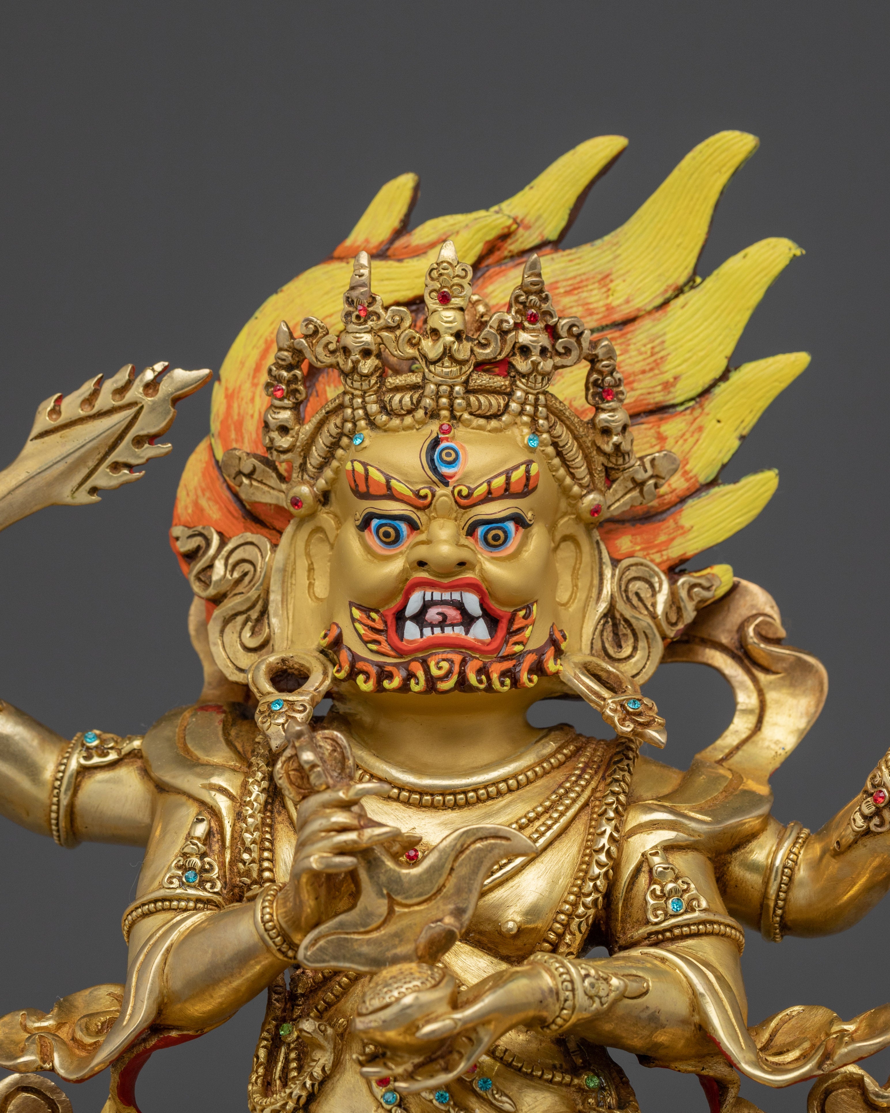 Four Armed Mahakala Sculpture for Protection and Strength | Deity for Altar and Shrine