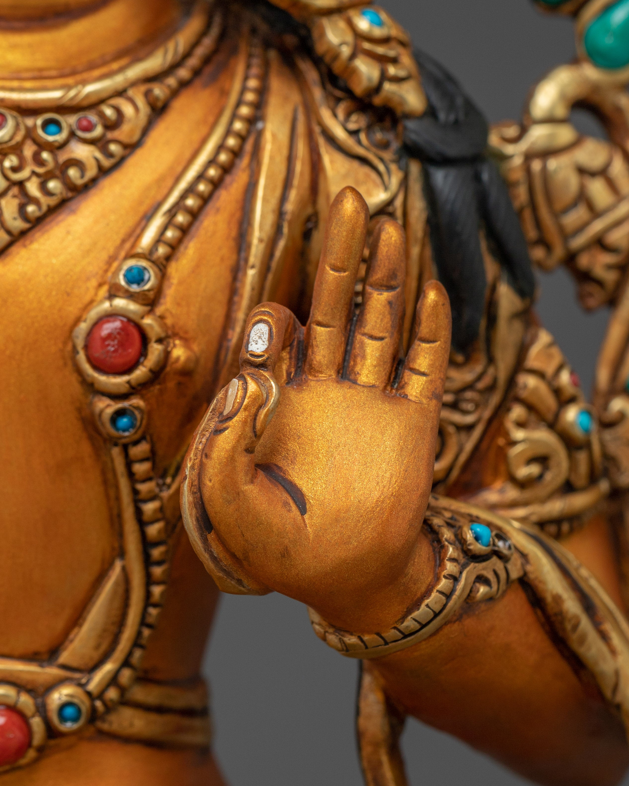 Manjushri Statue in 24K Gold Gilded Copper | Bodhisattva of Wisdom