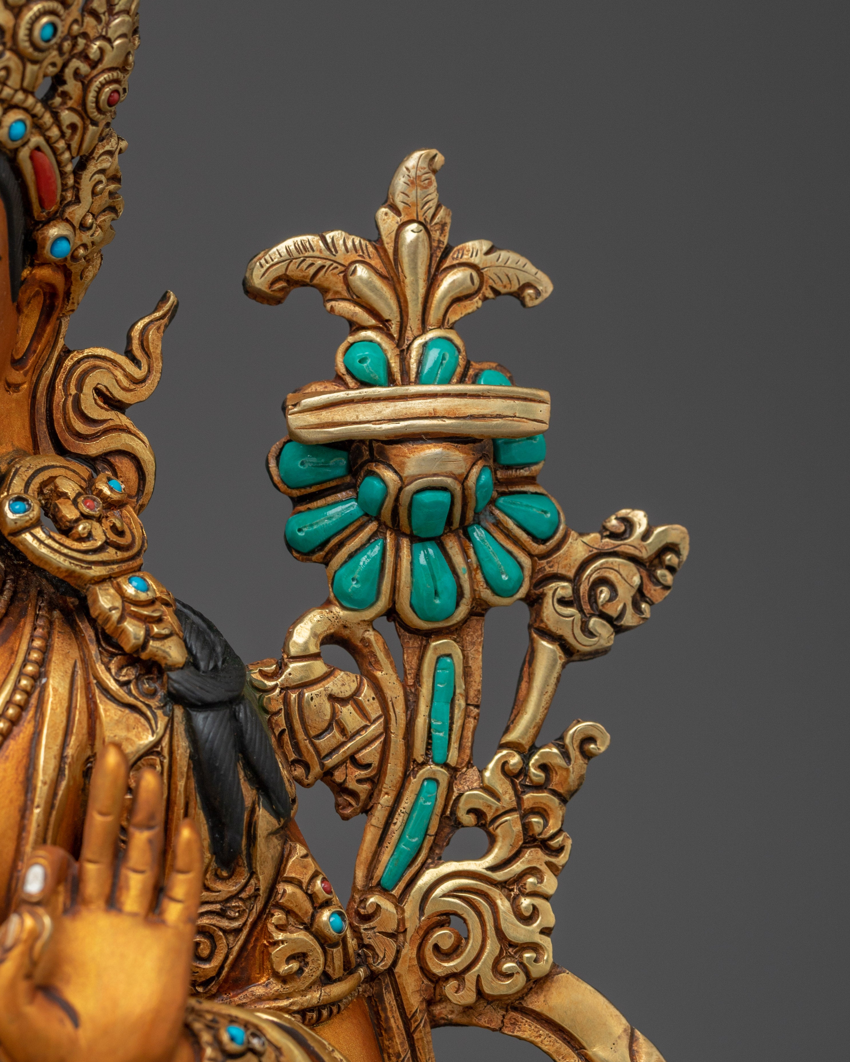 Manjushri Statue in 24K Gold Gilded Copper | Bodhisattva of Wisdom