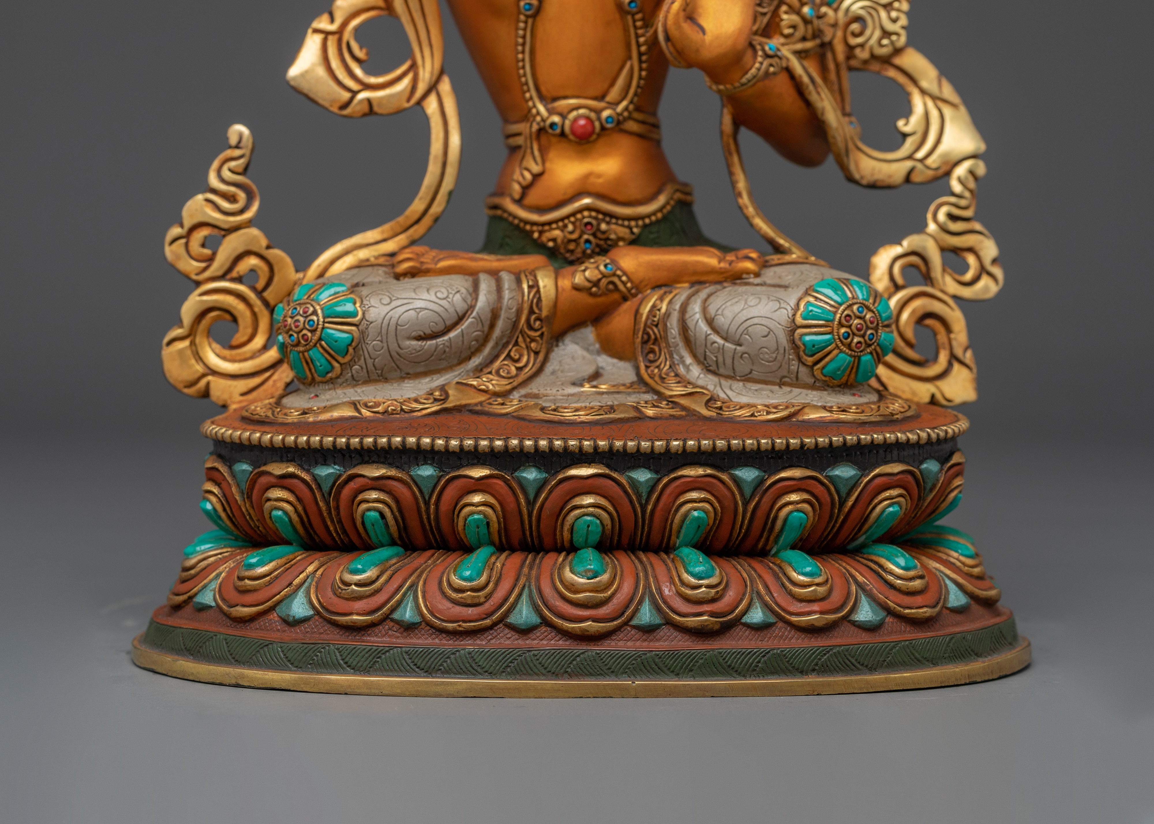 Manjushri Statue in 24K Gold Gilded Copper | Bodhisattva of Wisdom