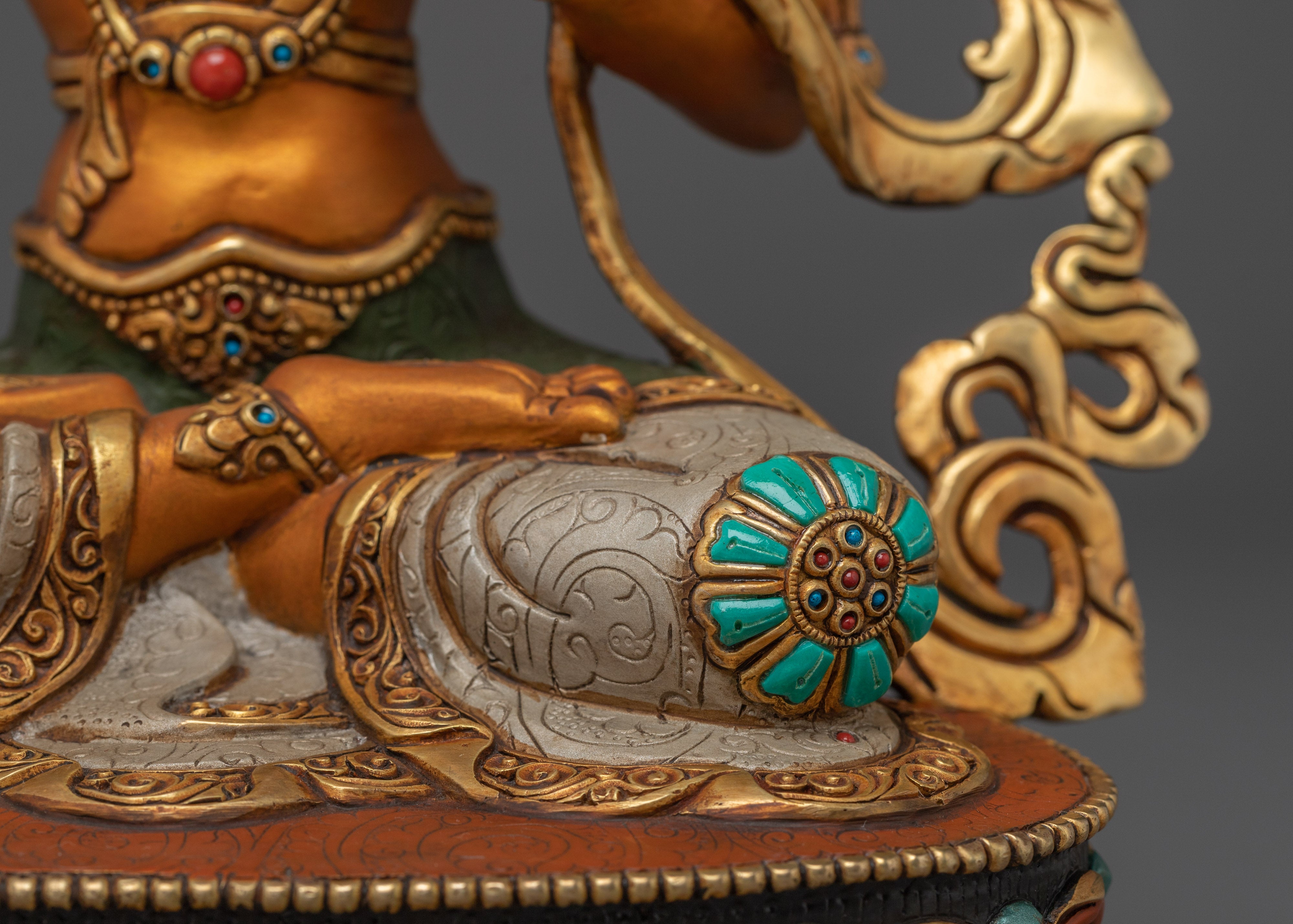 Manjushri Statue in 24K Gold Gilded Copper | Bodhisattva of Wisdom