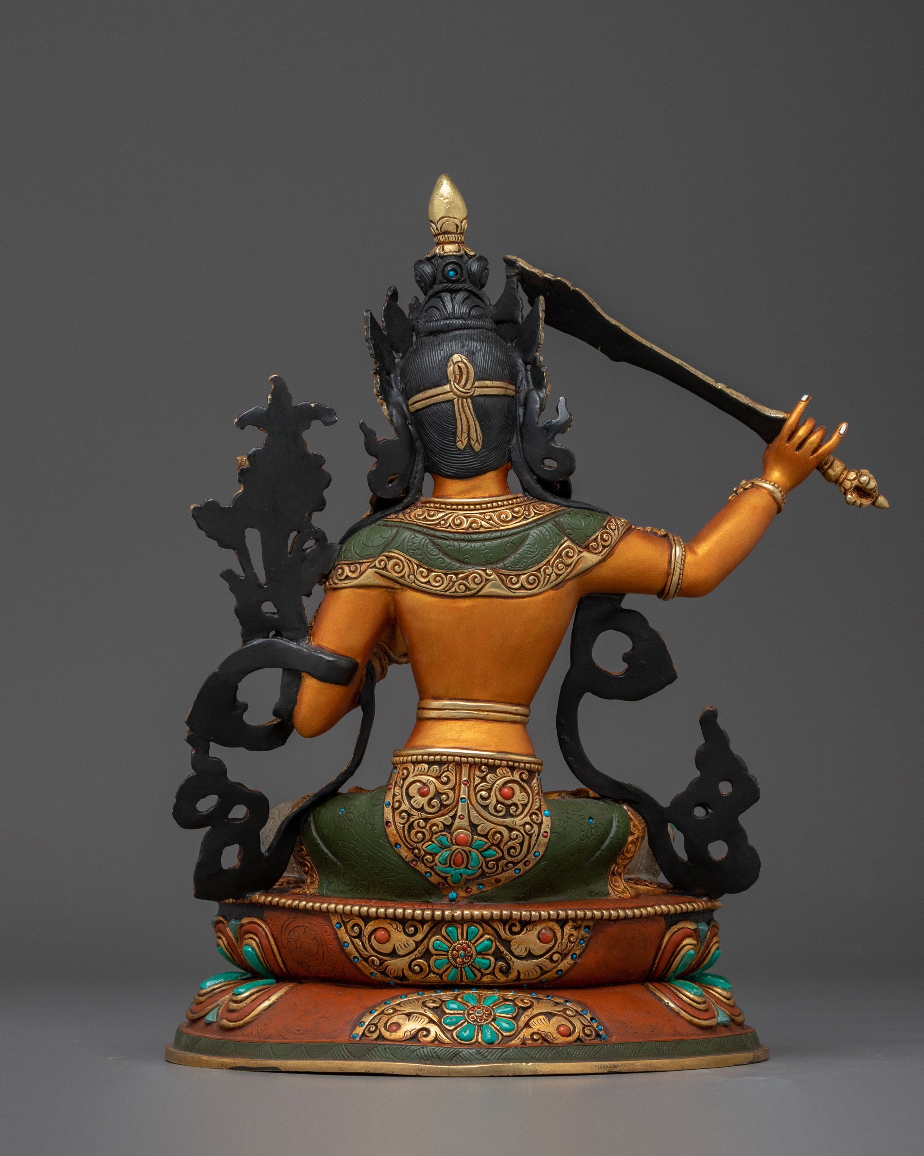 Manjushri Statue in 24K Gold Gilded Copper | Bodhisattva of Wisdom