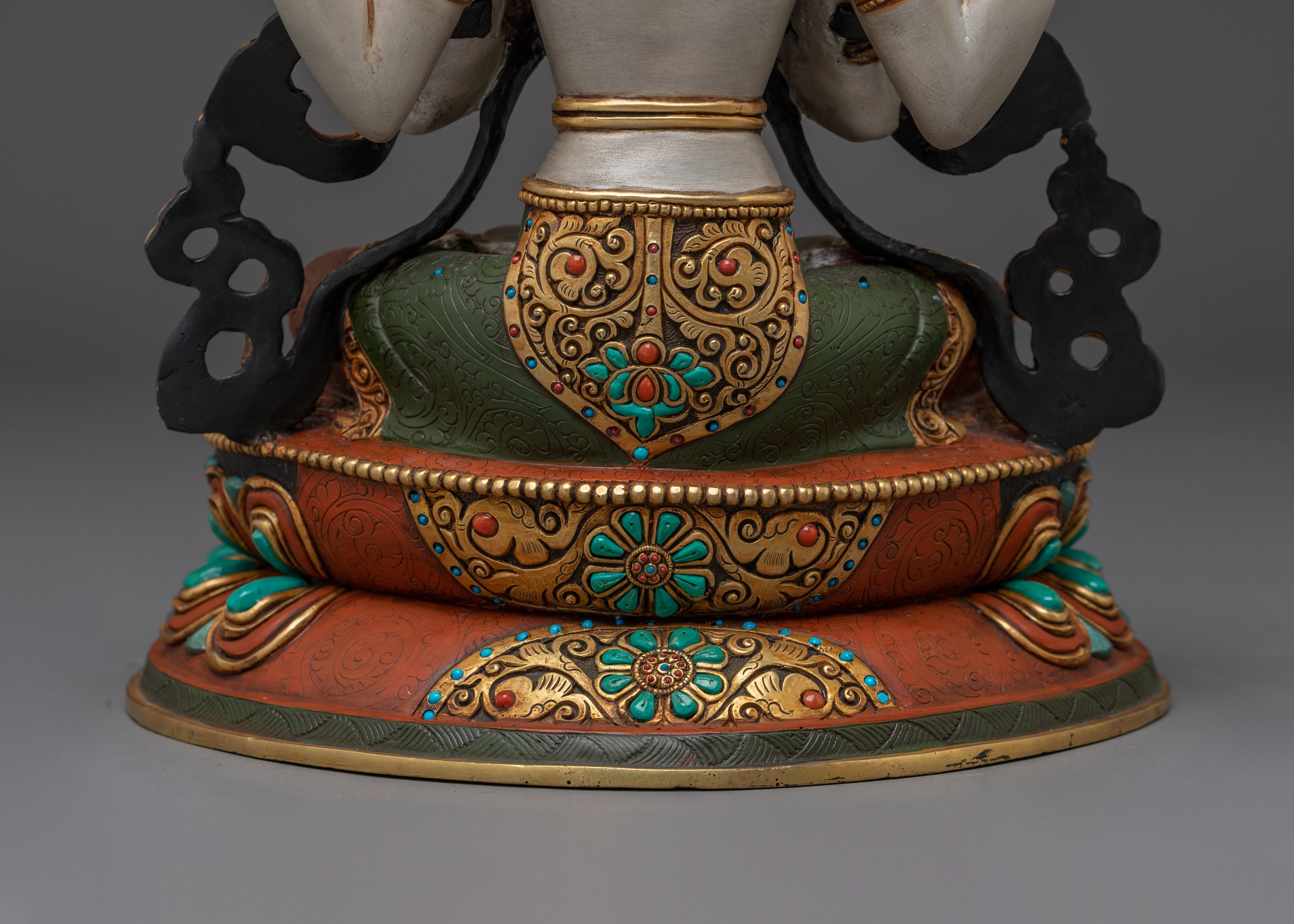 Chenrezig Statue in Gold and Copper Deity | Compassion and Loving Kindness