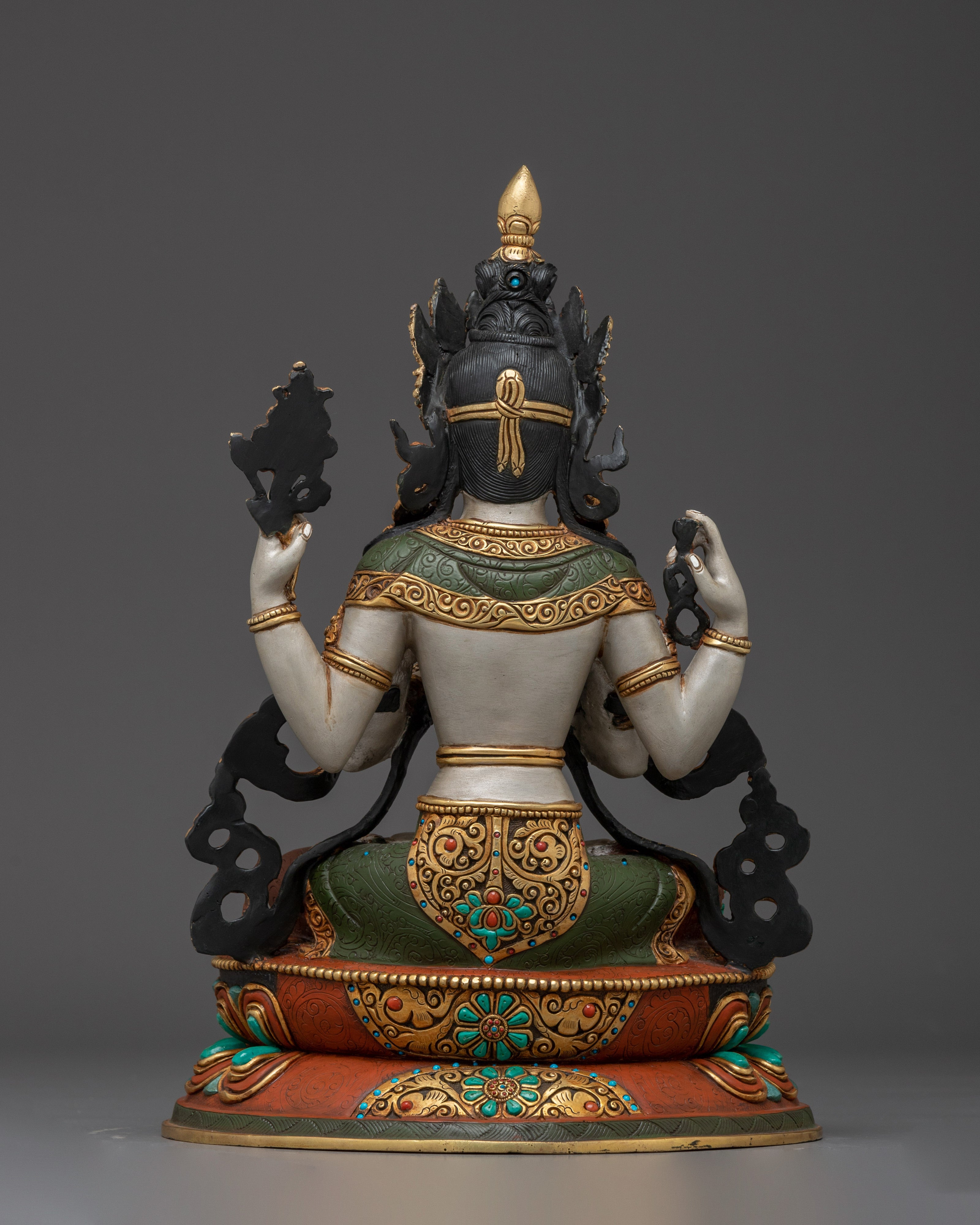 Chenrezig Statue in Gold and Copper Deity | Compassion and Loving Kindness