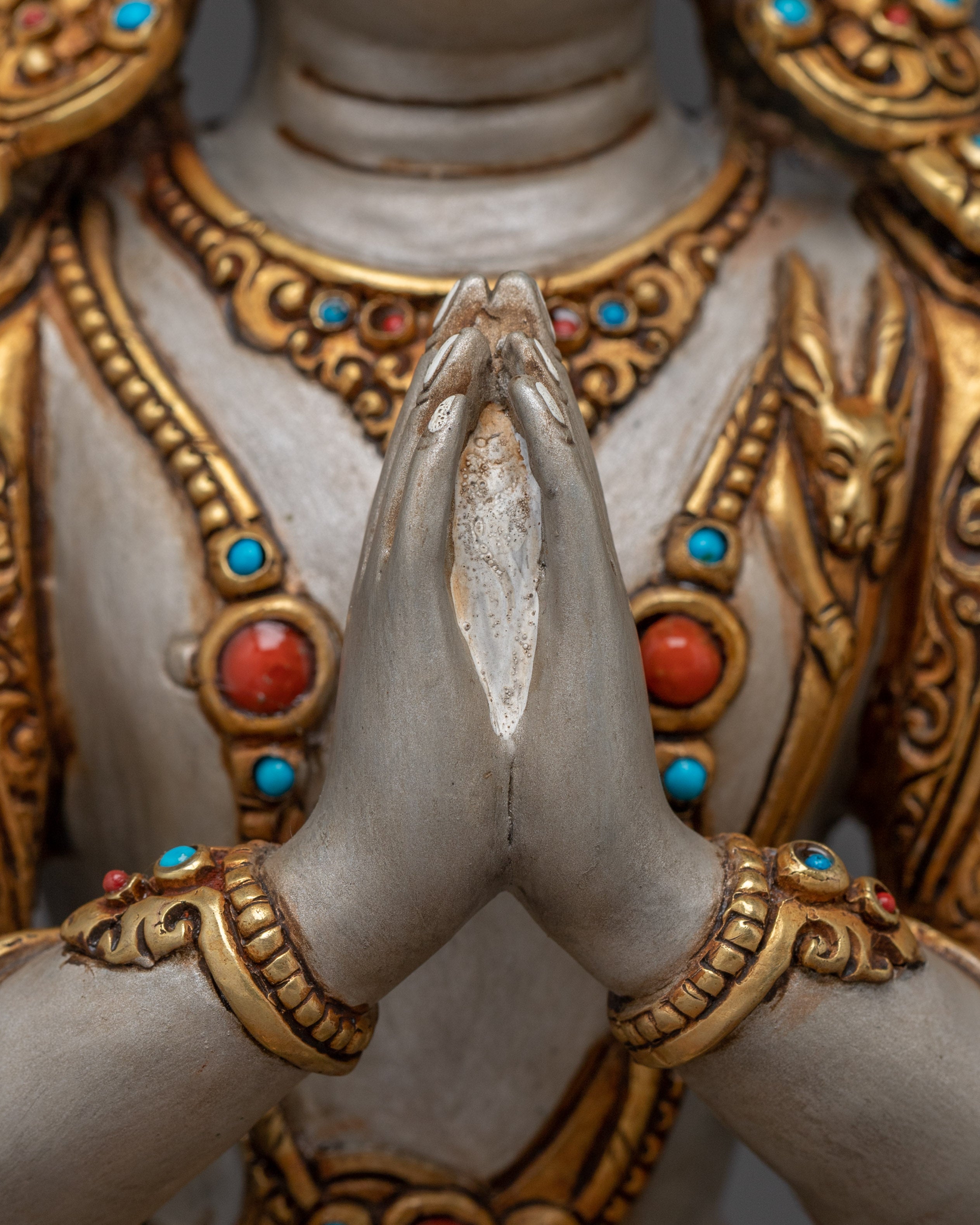 Chenrezig Statue in Gold and Copper Deity | Compassion and Loving Kindness