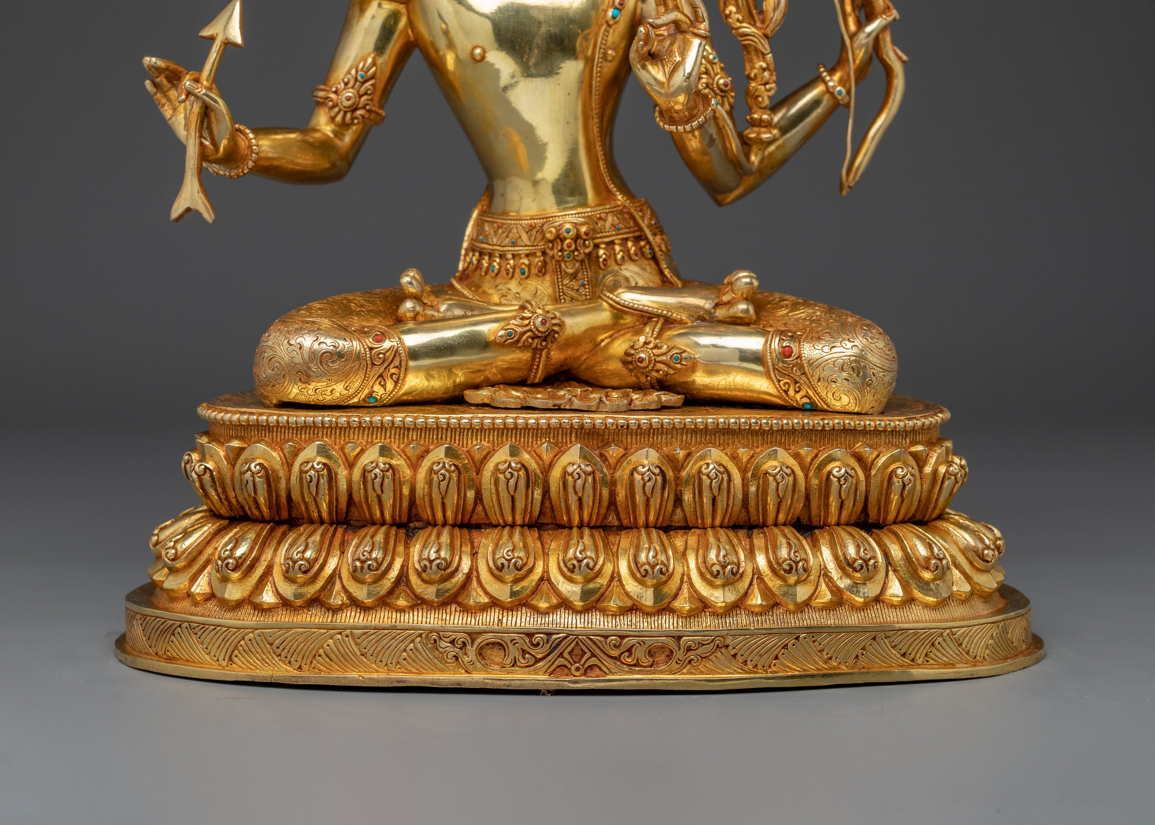 Maha Manjushri Statue 24K Gold Gilded | Symbol of transcendent wisdom