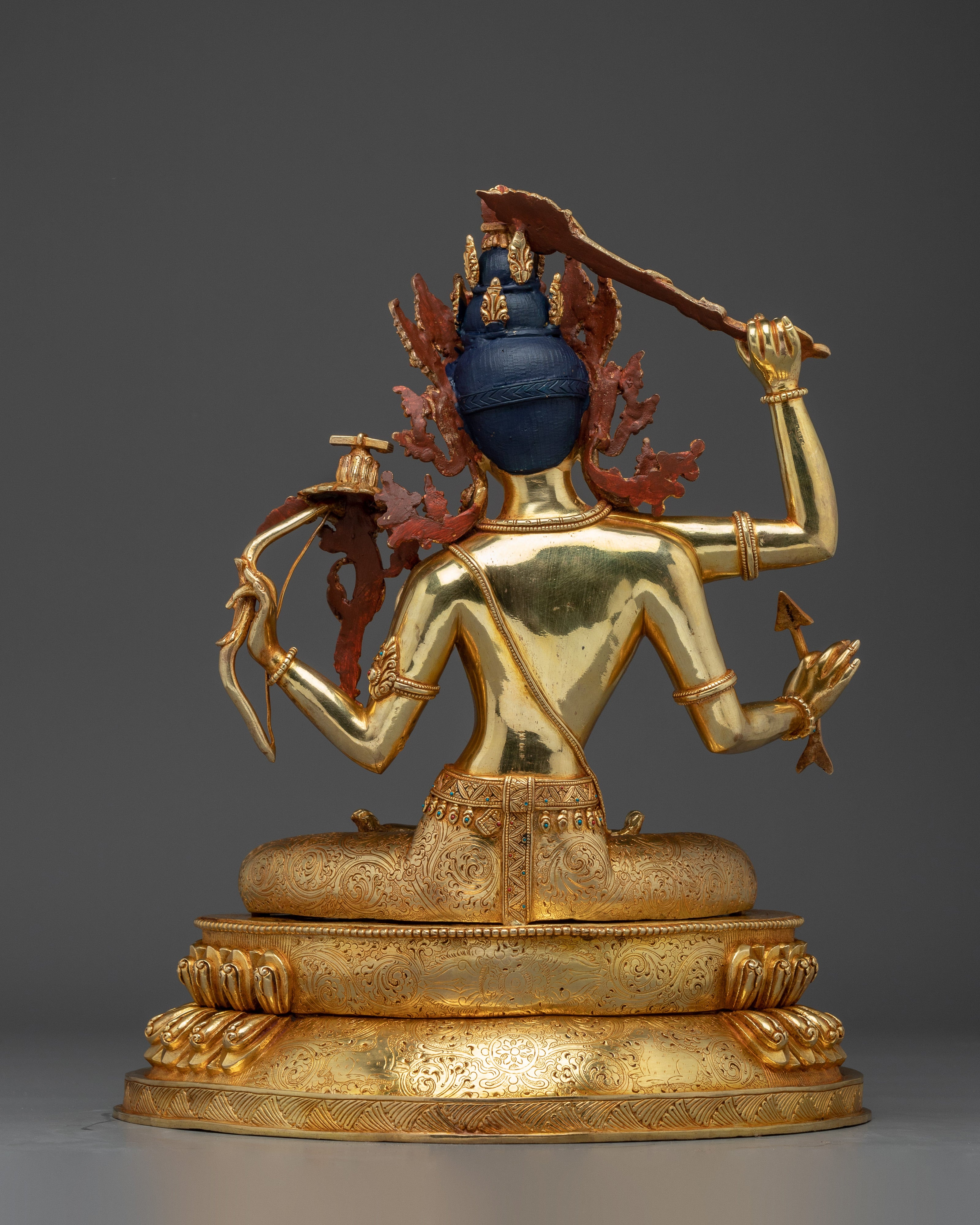 Maha Manjushri Statue 24K Gold Gilded | Symbol of transcendent wisdom