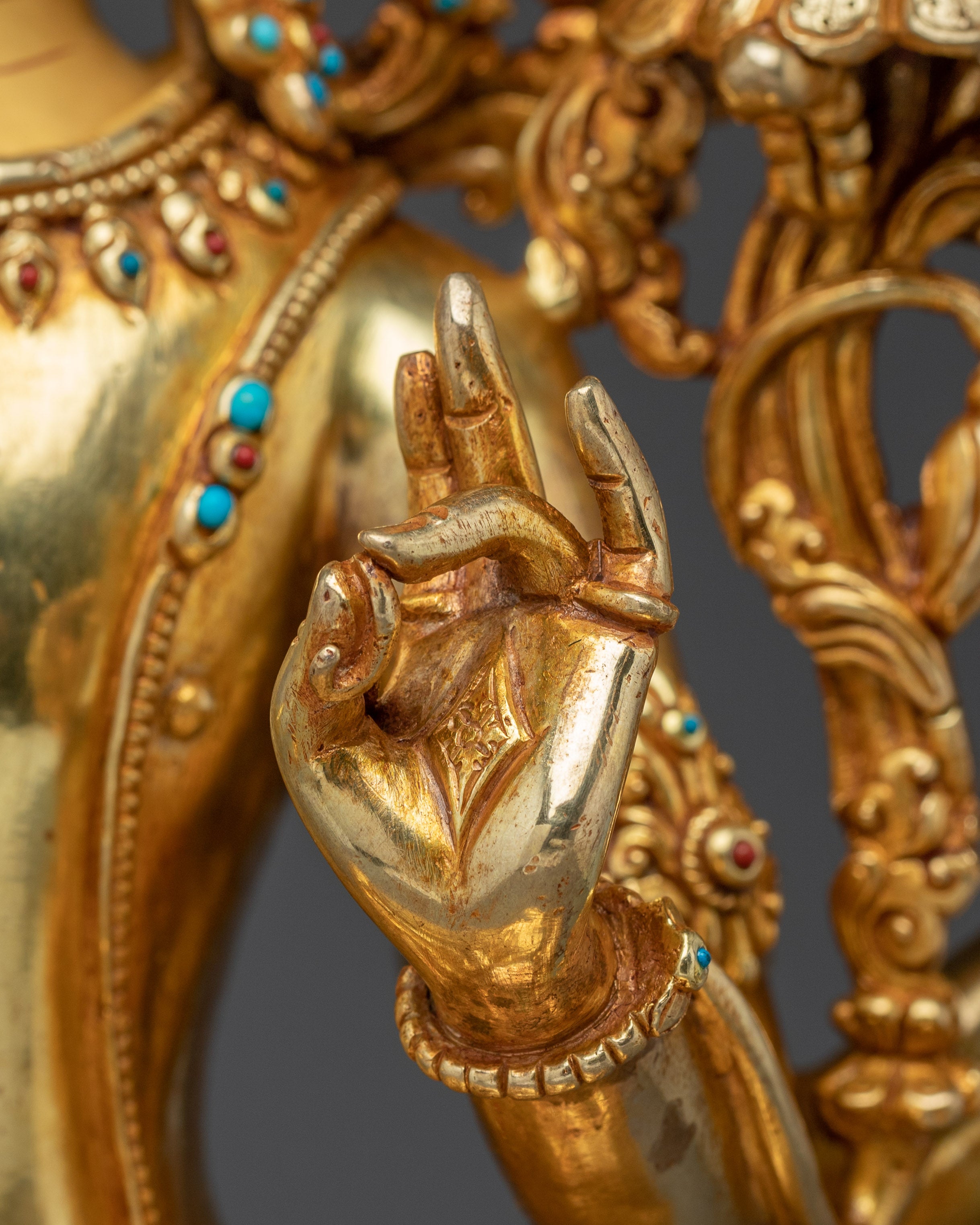 Maha Manjushri Statue 24K Gold Gilded | Symbol of transcendent wisdom