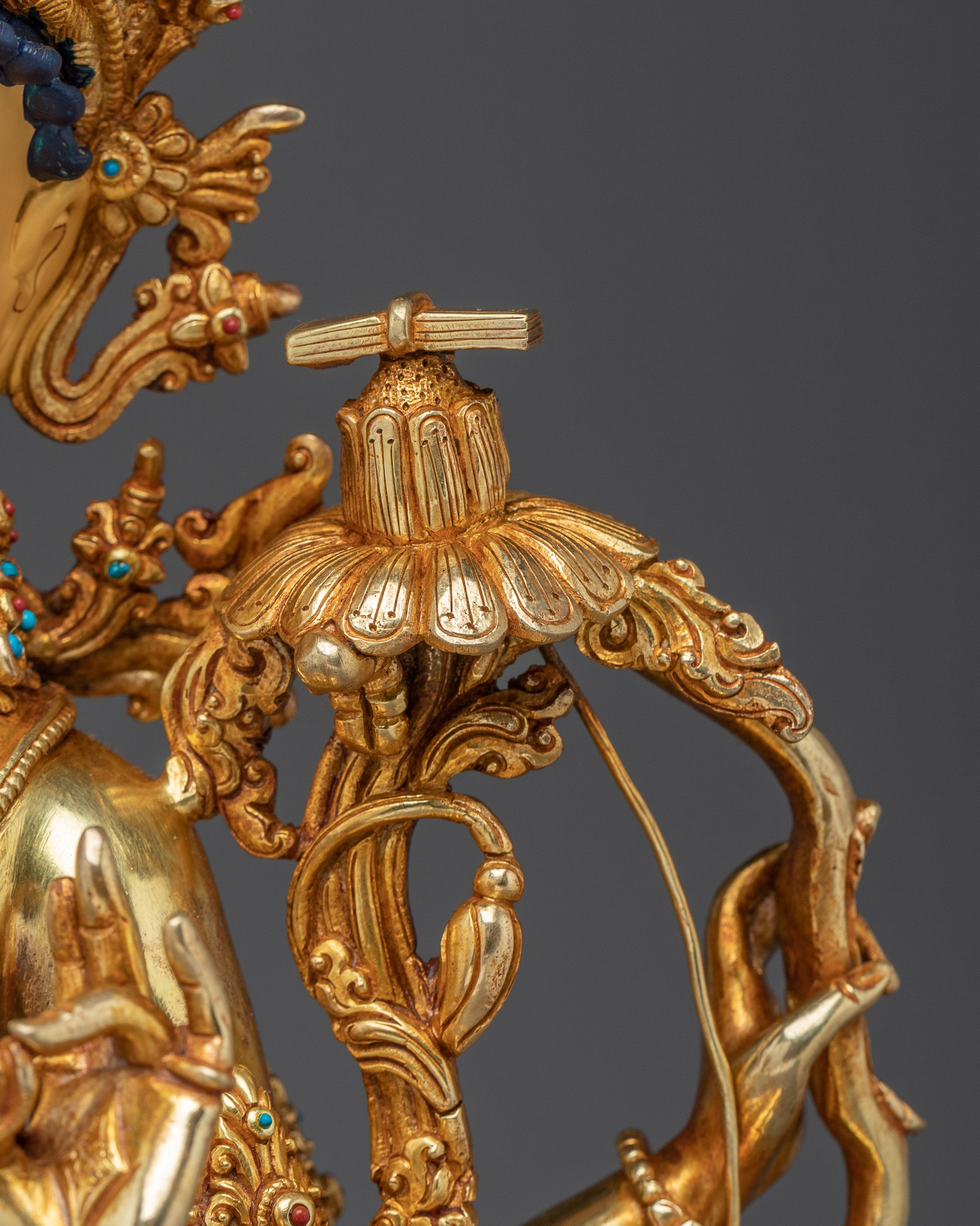 Maha Manjushri Statue 24K Gold Gilded | Symbol of transcendent wisdom