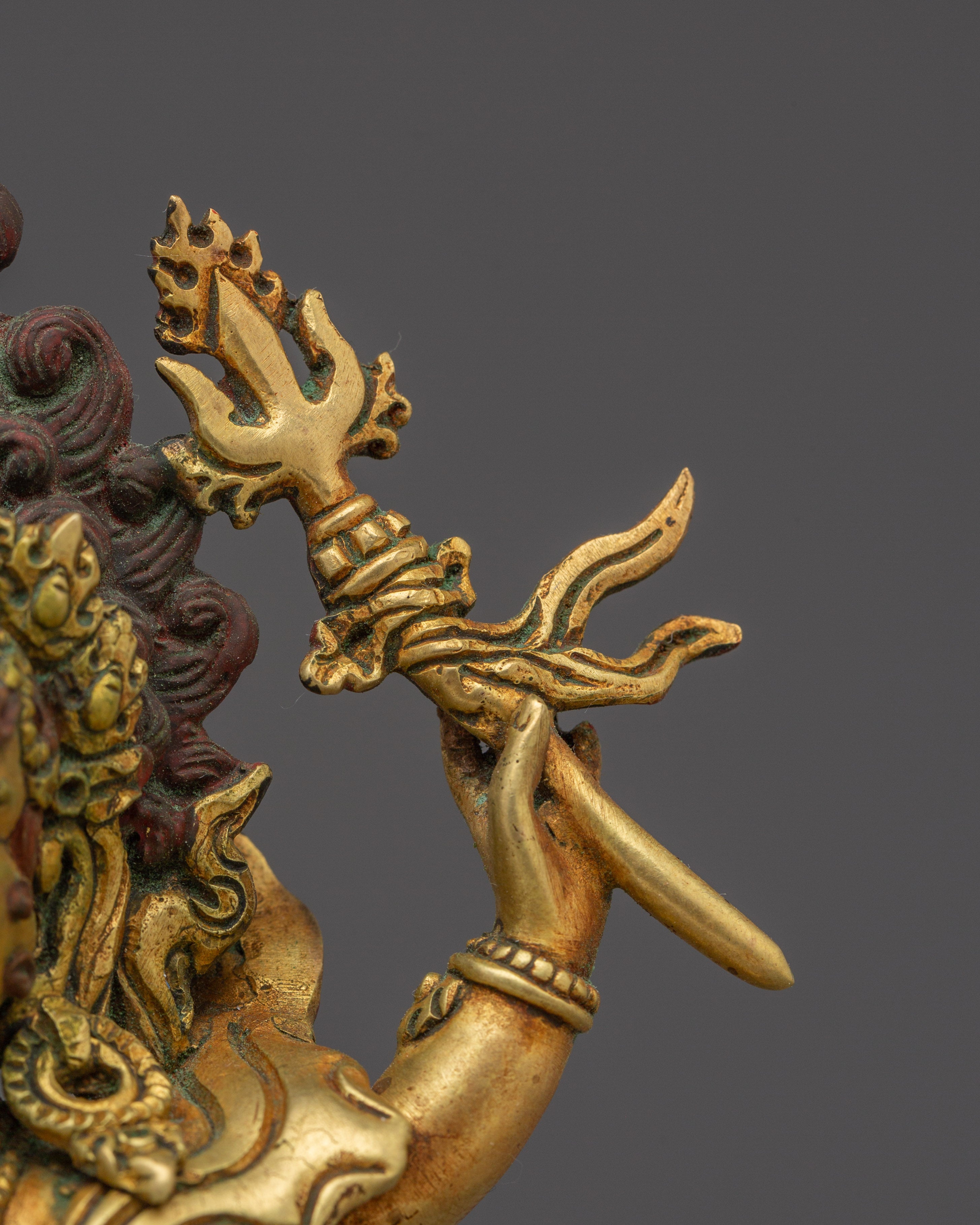 White Mahakala, Wrathful Wealth Protector | Gold Gilded Statue of Prosperity