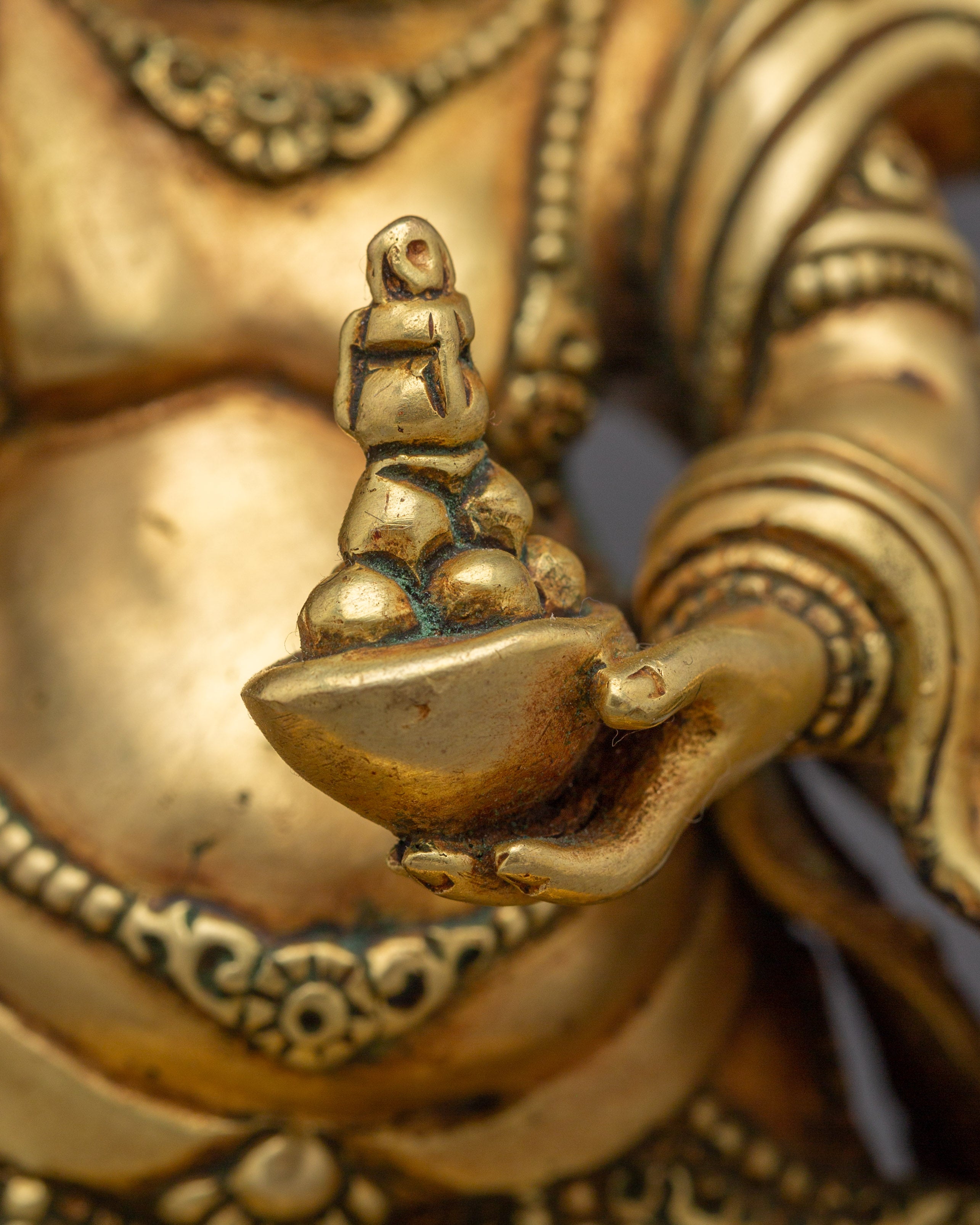 White Mahakala, Wrathful Wealth Protector | Gold Gilded Statue of Prosperity