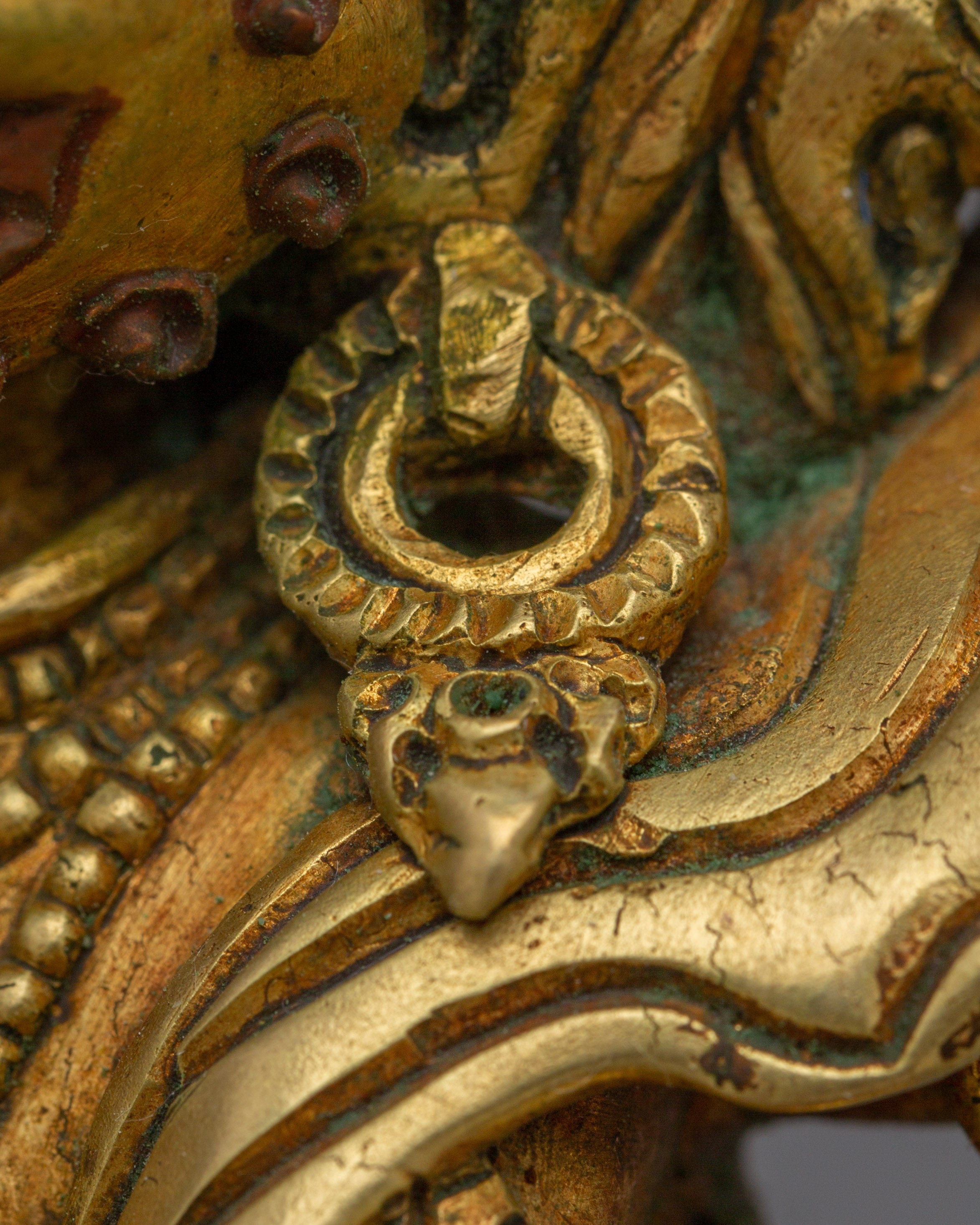 White Mahakala, Wrathful Wealth Protector | Gold Gilded Statue of Prosperity