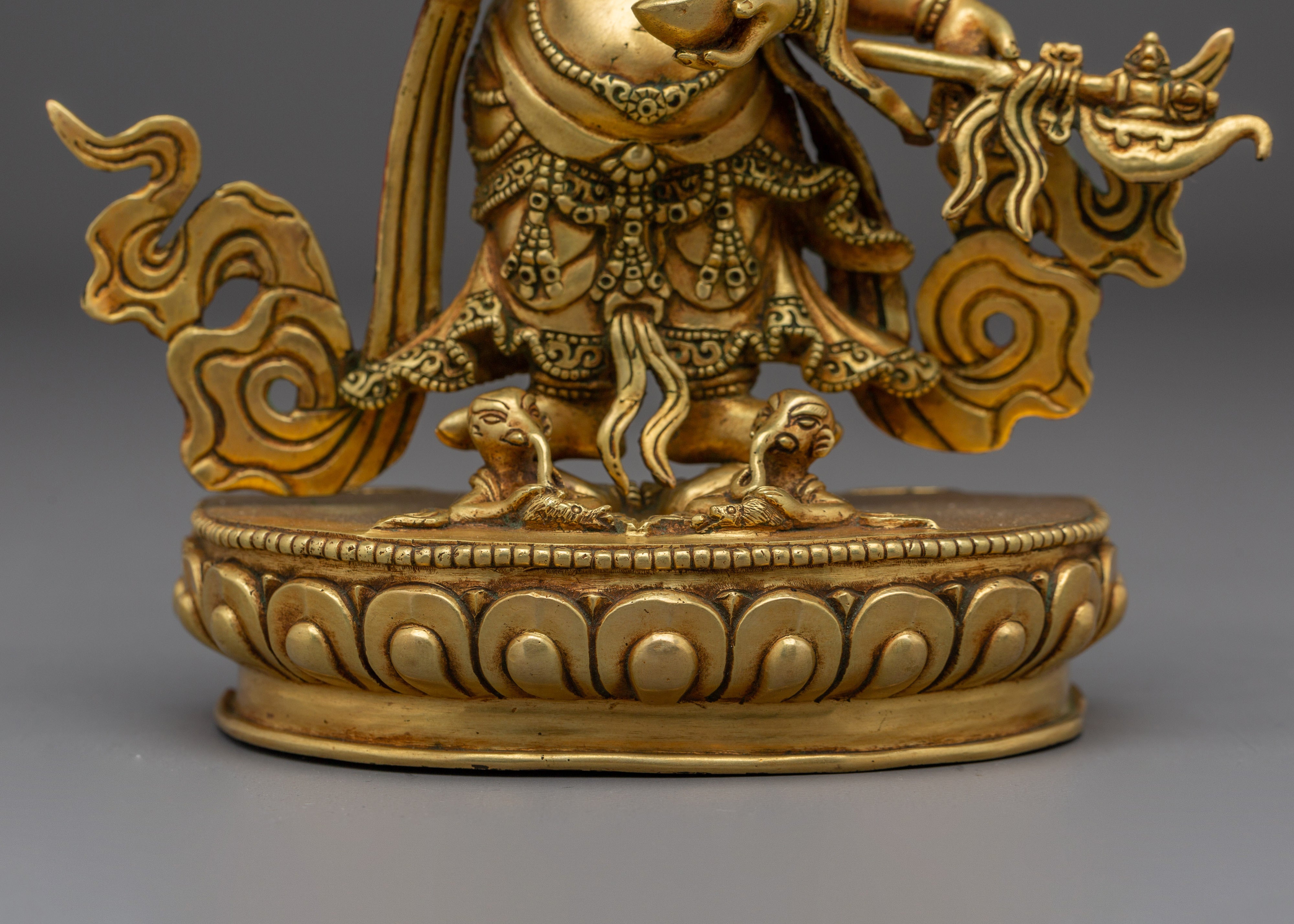White Mahakala, Wrathful Wealth Protector | Gold Gilded Statue of Prosperity