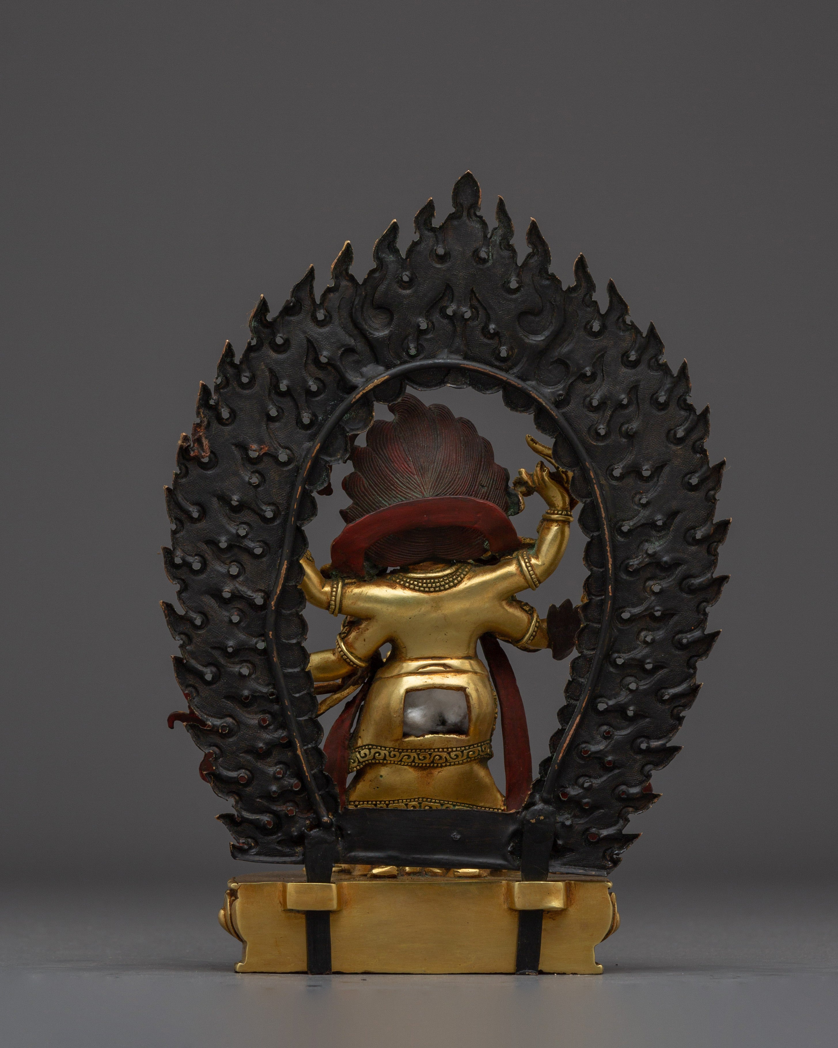 White Mahakala, Wrathful Wealth Protector | Gold Gilded Statue of Prosperity