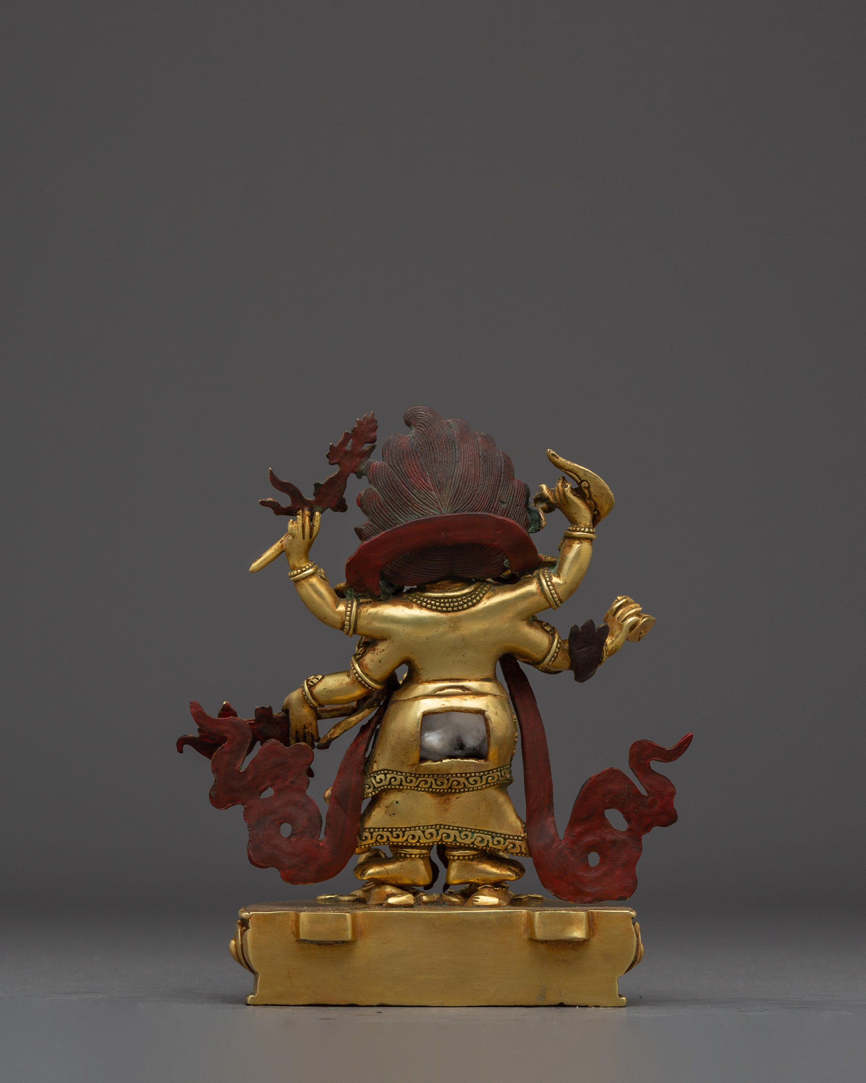 White Mahakala, Wrathful Wealth Protector | Gold Gilded Statue of Prosperity