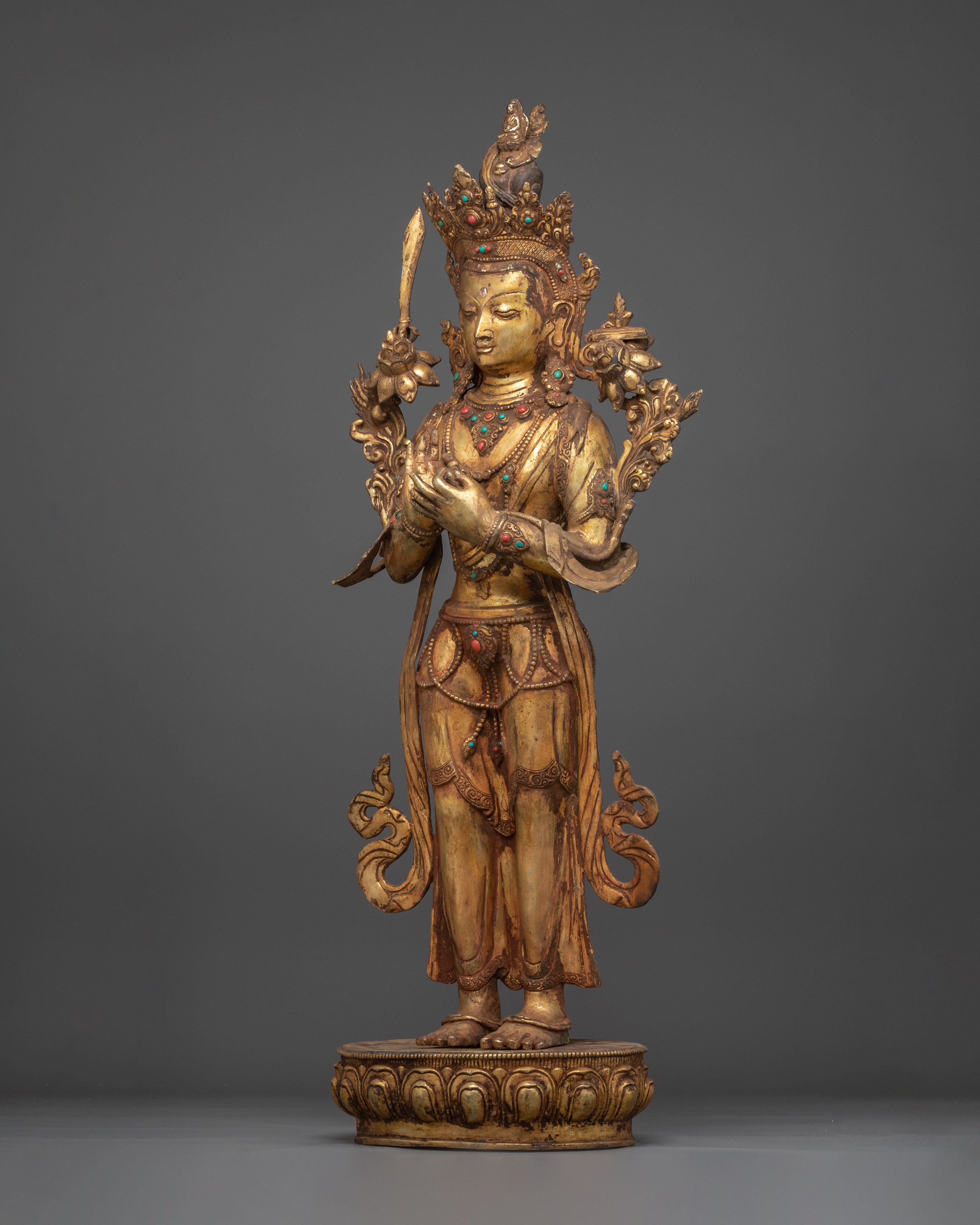 Standing Manjushri Statue | Nepali Crafted Icon of Insight