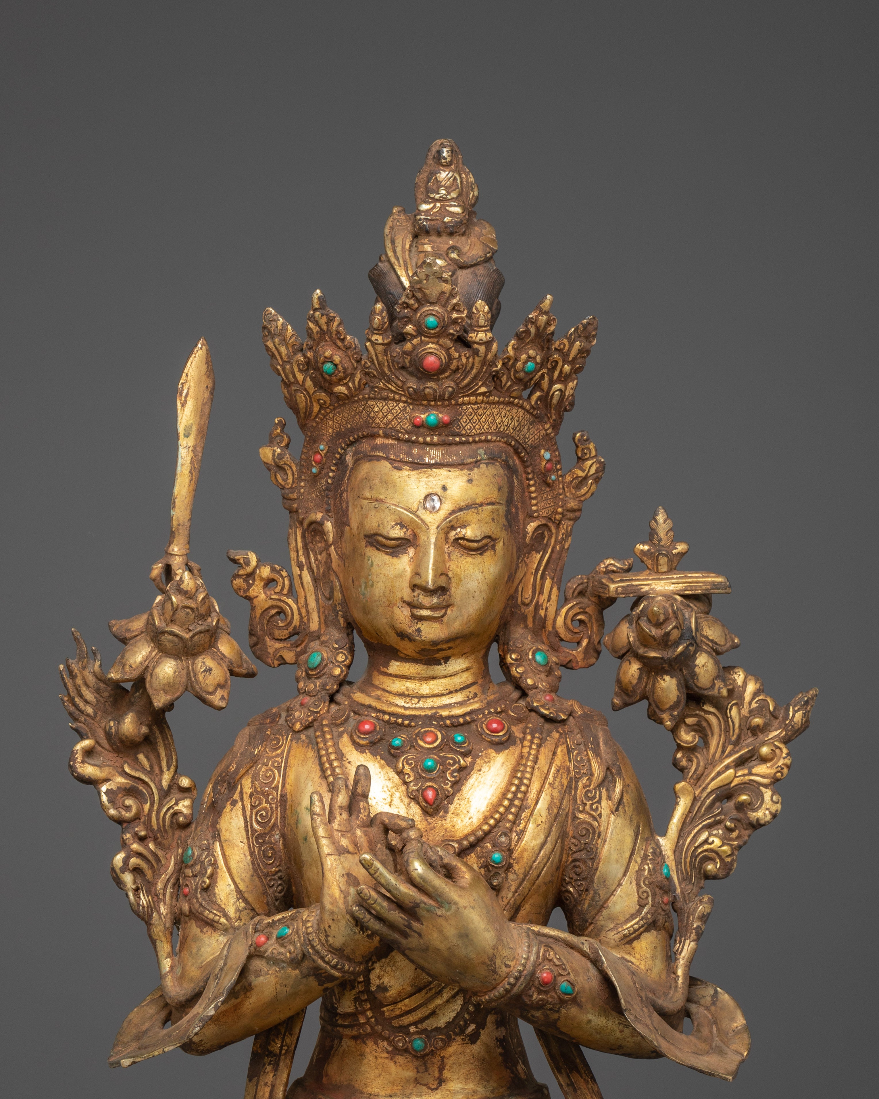 Standing Manjushri Statue | Nepali Crafted Icon of Insight