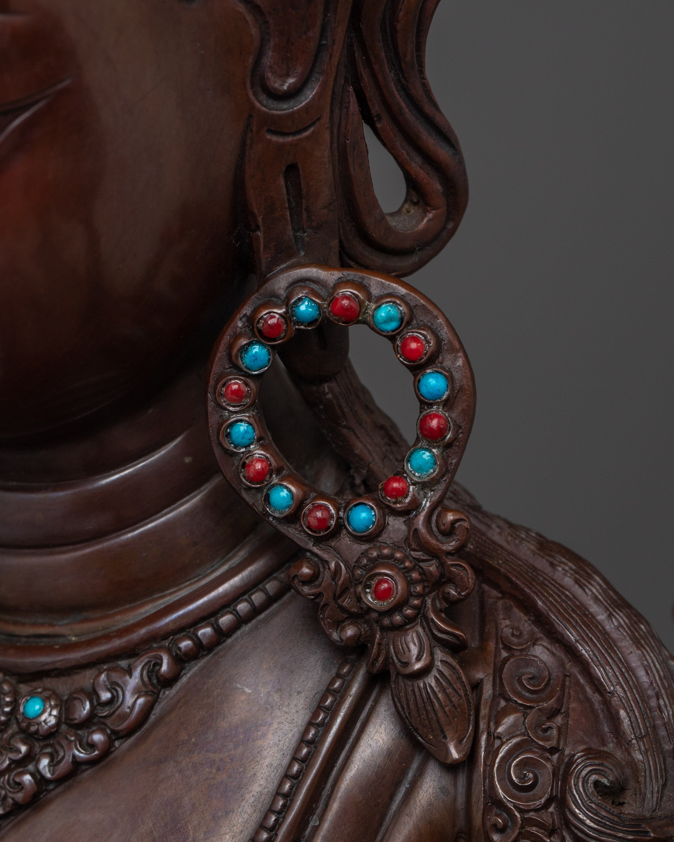 Green Tara Copper Statue with Gemstones | Meditation, Spirituality, and Shrine Decor