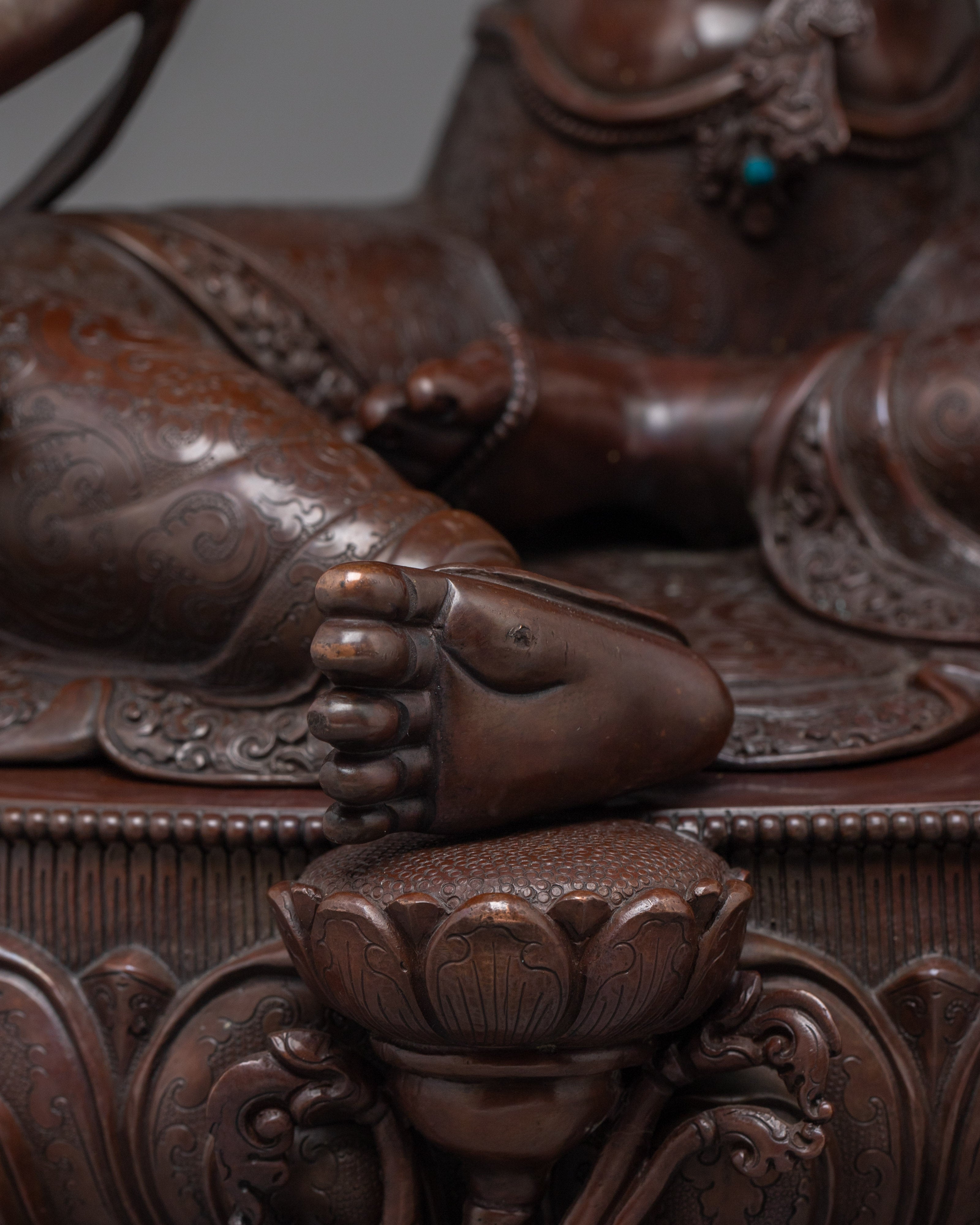 Green Tara Copper Statue with Gemstones | Meditation, Spirituality, and Shrine Decor