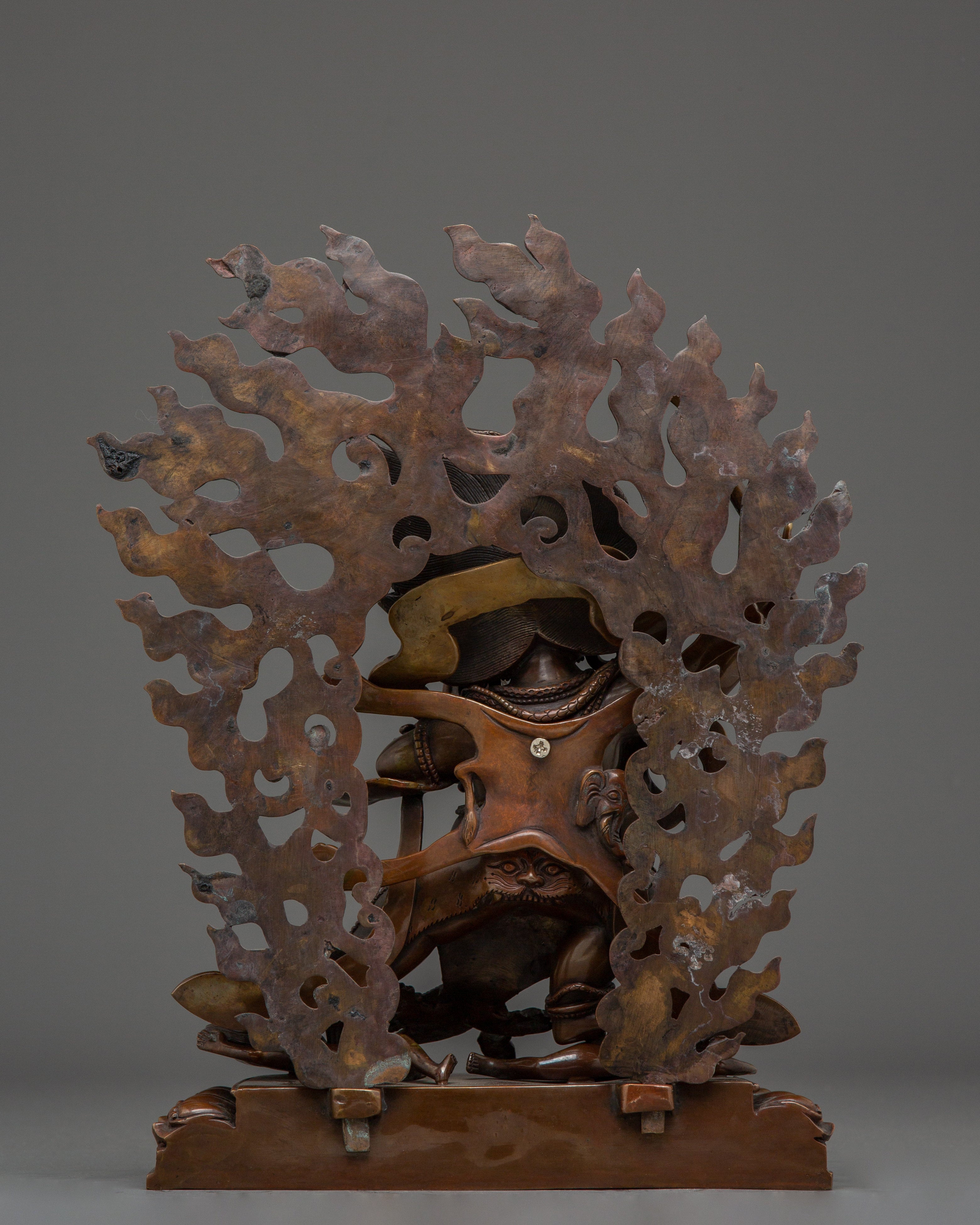 Dandapani Statue in Oxidized Copper with Gemstones | Sculpture of the Protector Deity