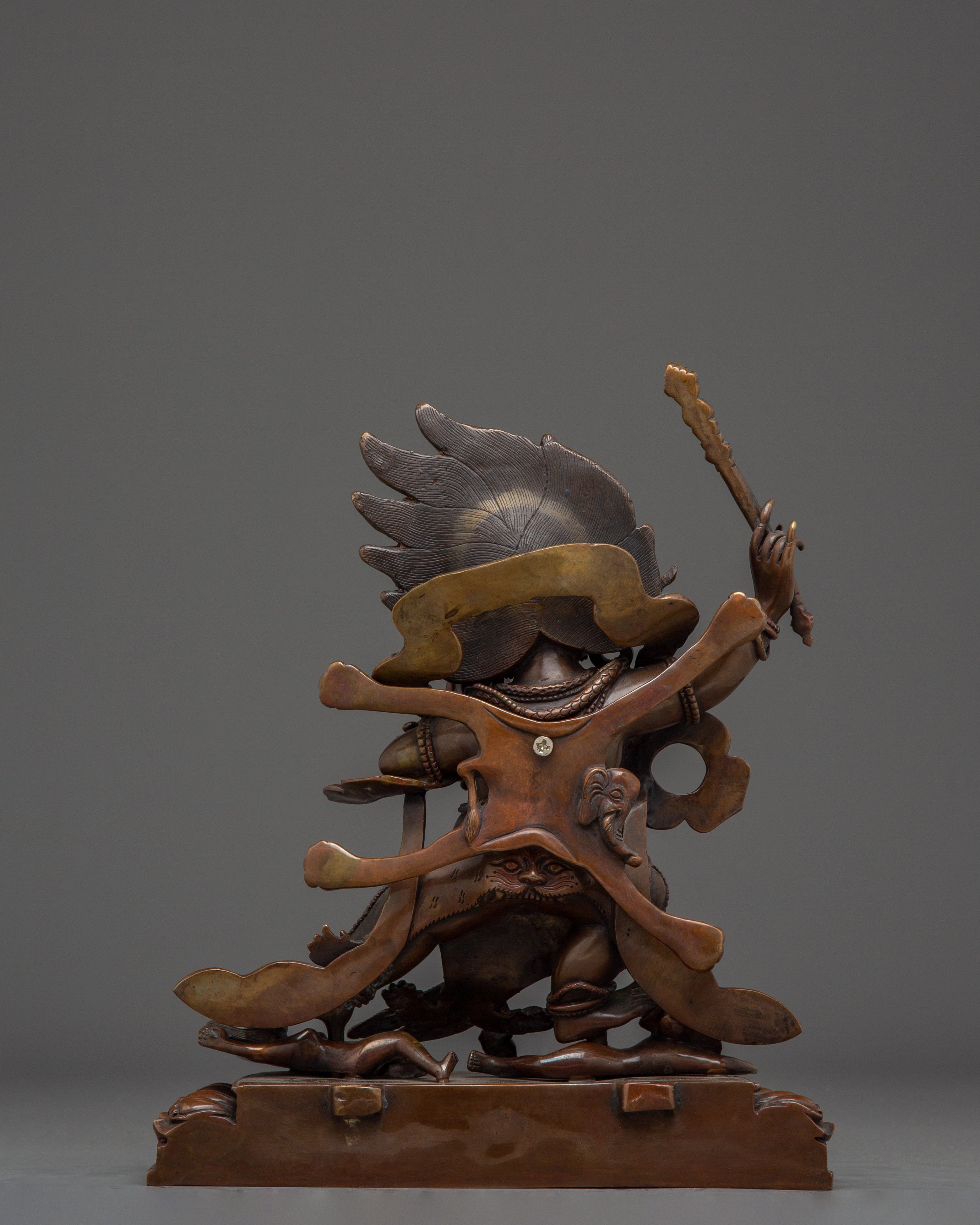 Dandapani Statue in Oxidized Copper with Gemstones | Sculpture of the Protector Deity