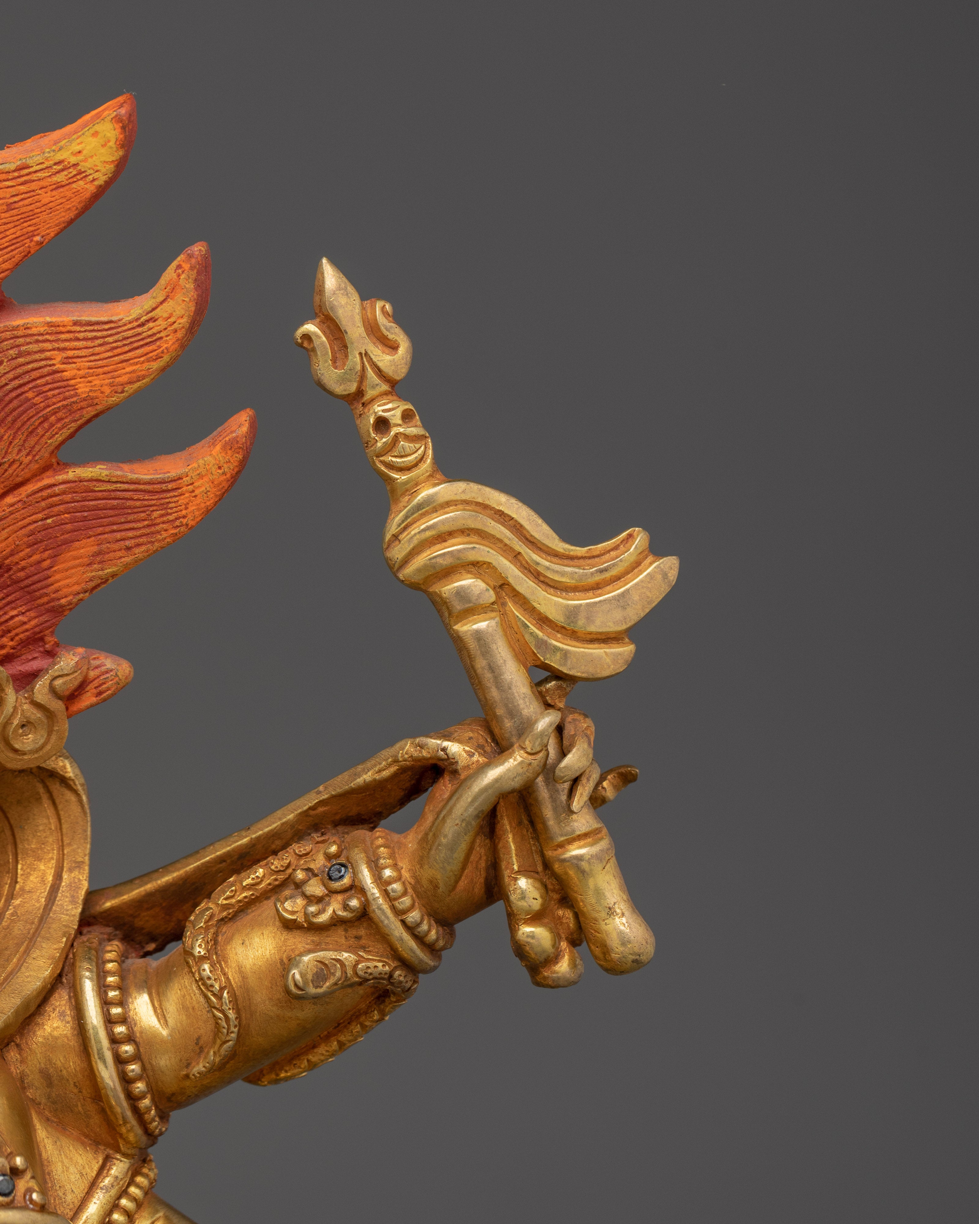 Six Armed Mahakala Statue in 24K Gold | Powerful Protector Deity