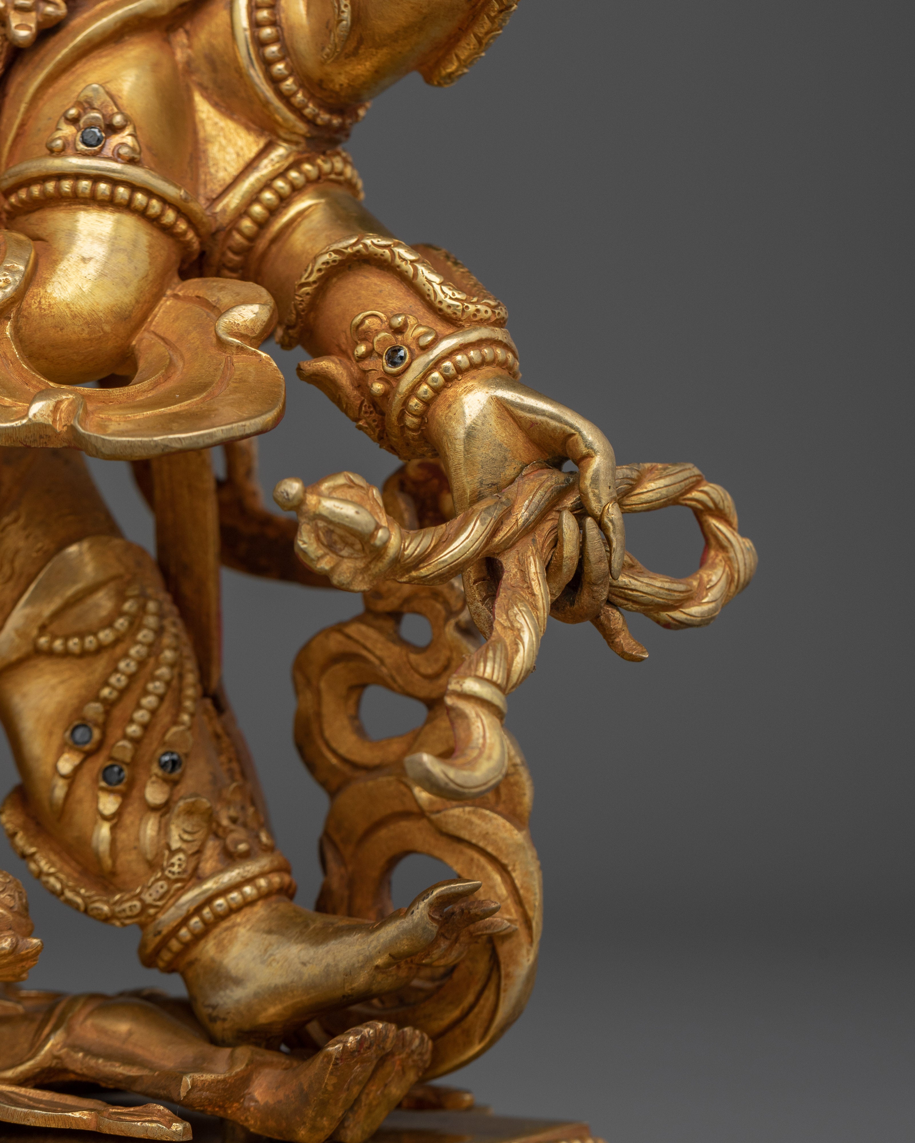 Six Armed Mahakala Statue in 24K Gold | Powerful Protector Deity