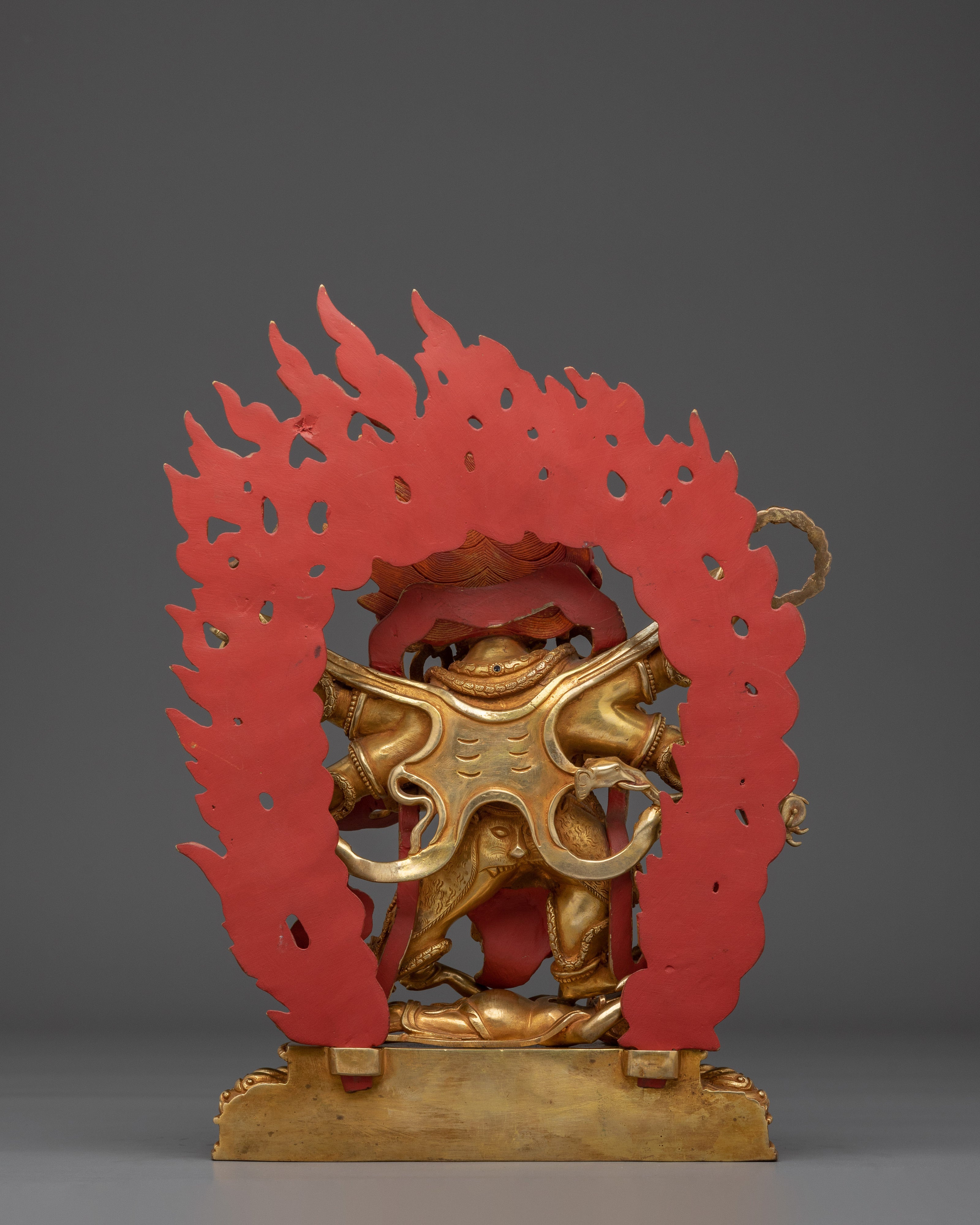 Six Armed Mahakala Statue in 24K Gold | Powerful Protector Deity