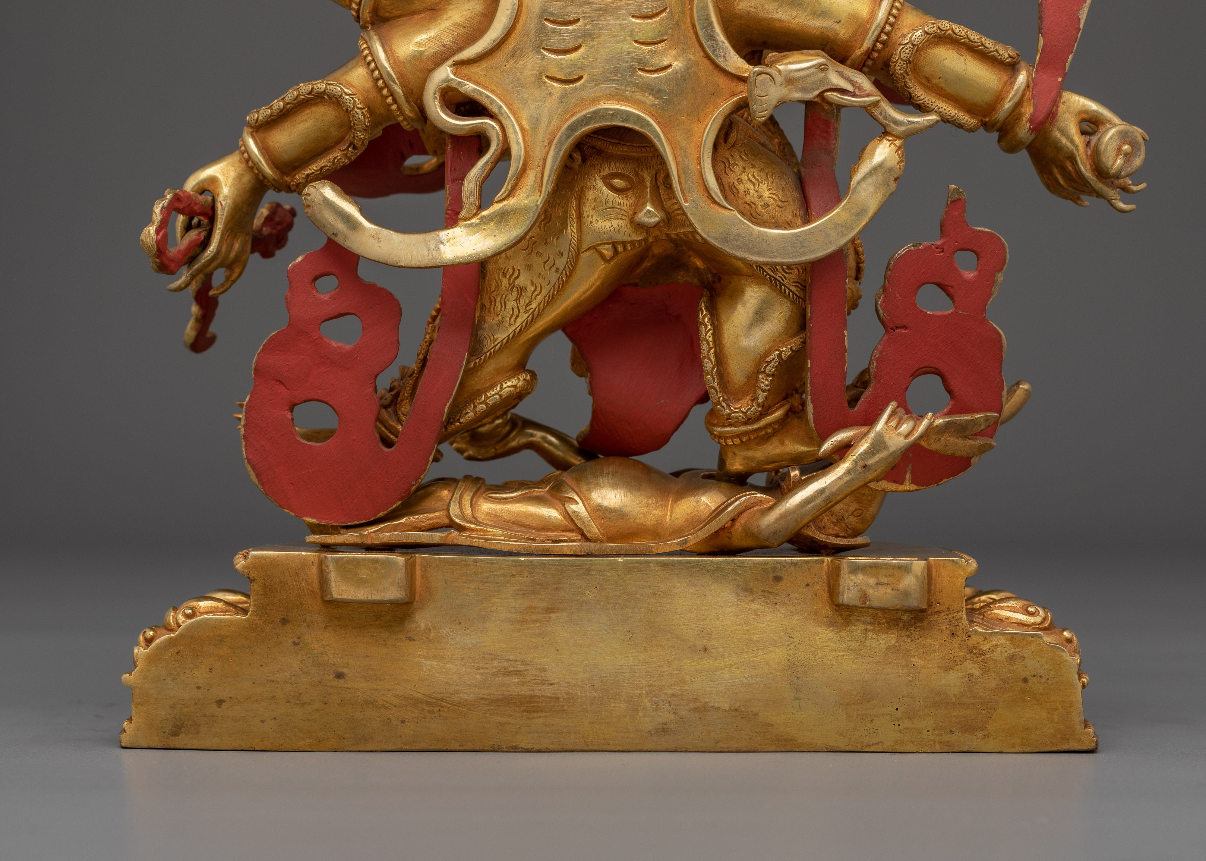 Six Armed Mahakala Statue in 24K Gold | Powerful Protector Deity