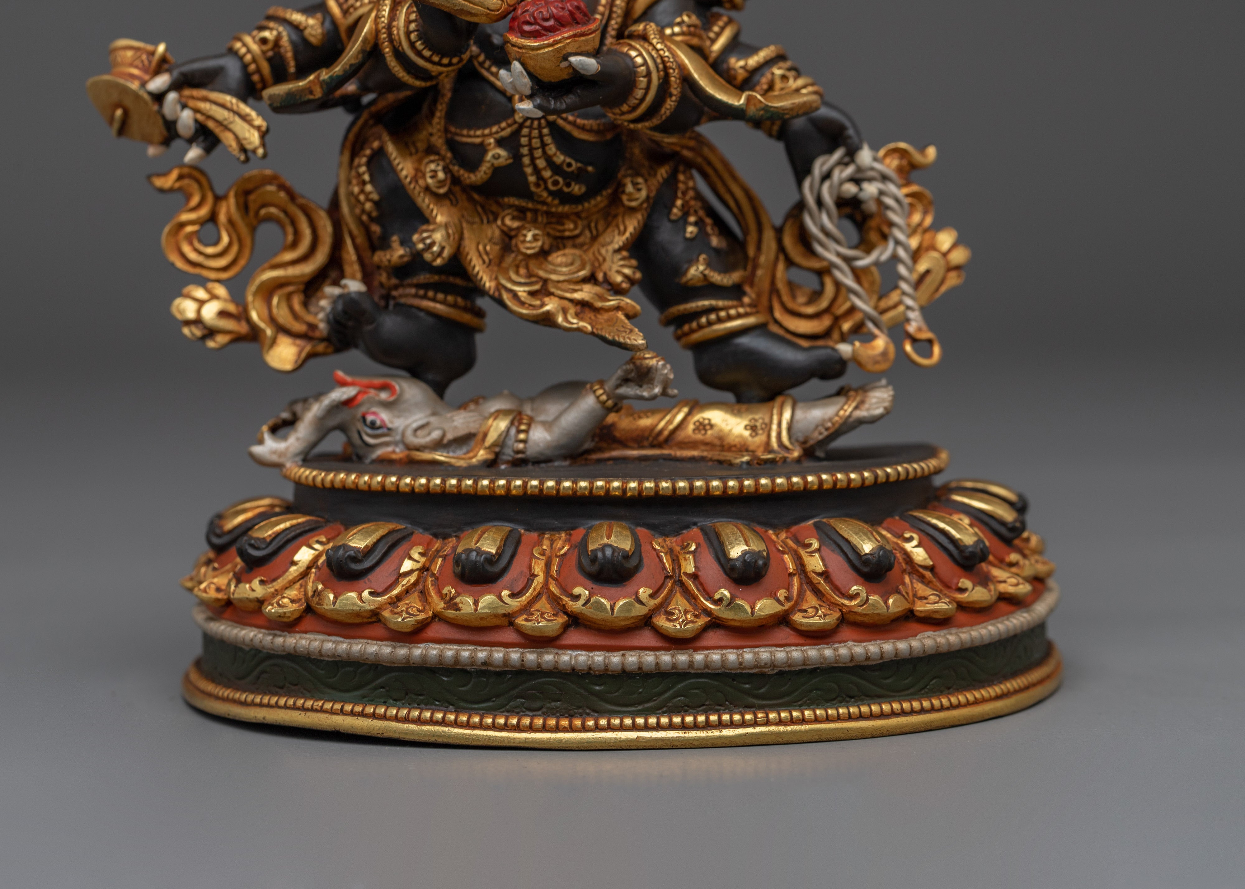 Six Armed Mahakala Copper Sculpture | Protector Deity for Your Altar
