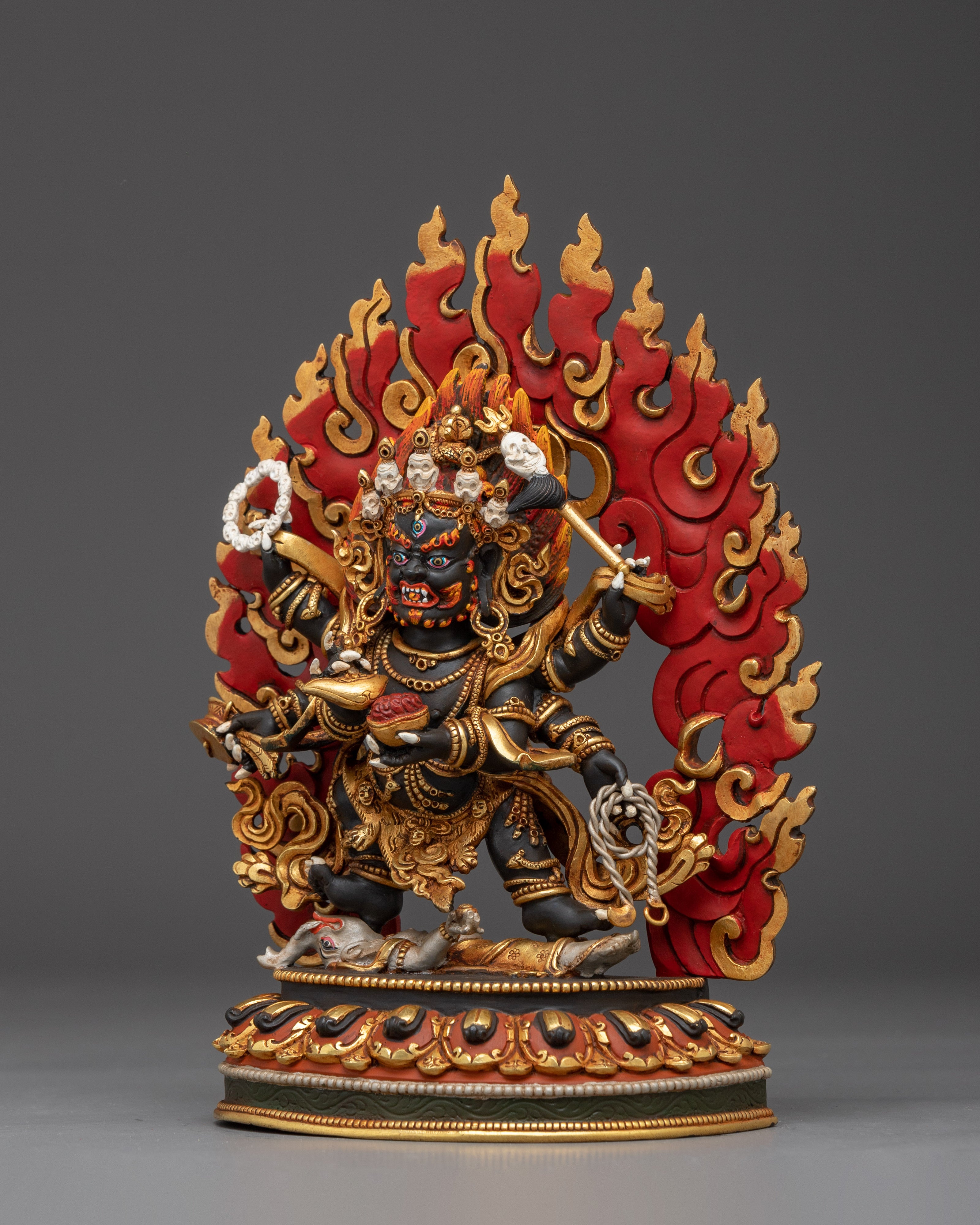 Six Armed Mahakala Copper Sculpture | Protector Deity for Your Altar