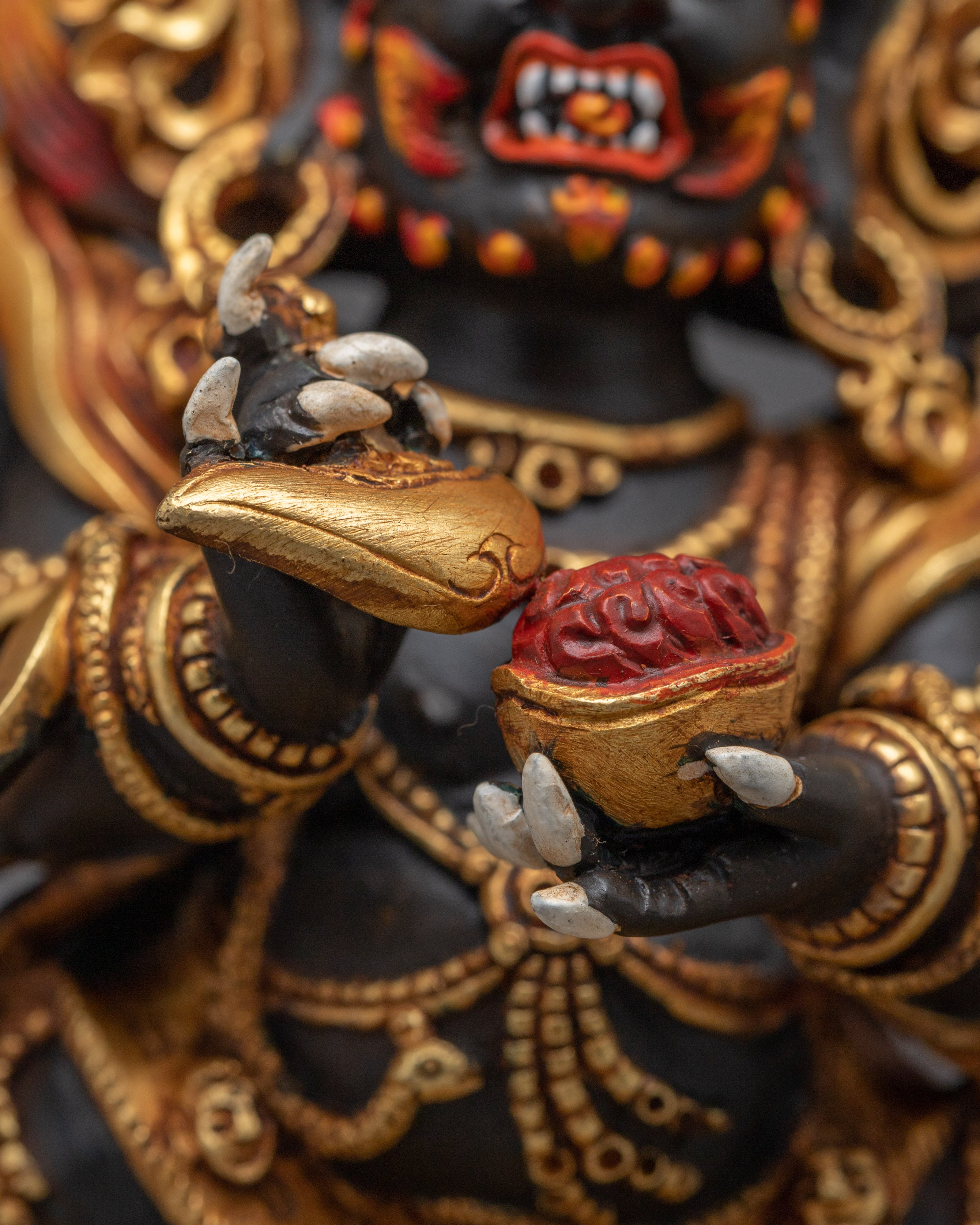 Six Armed Mahakala Copper Sculpture | Protector Deity for Your Altar