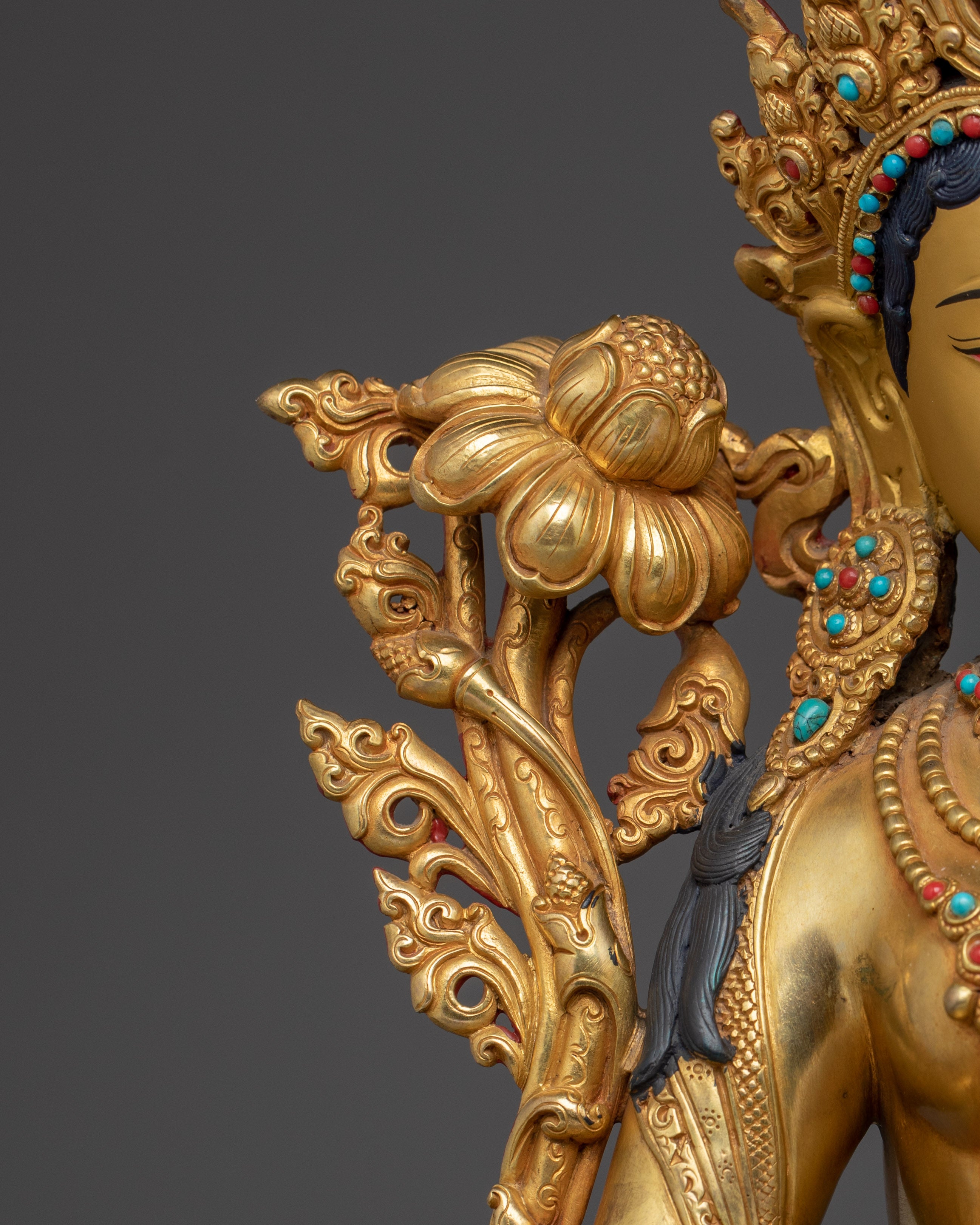 Copper White Tara Statue: Buddhist Healing Tara