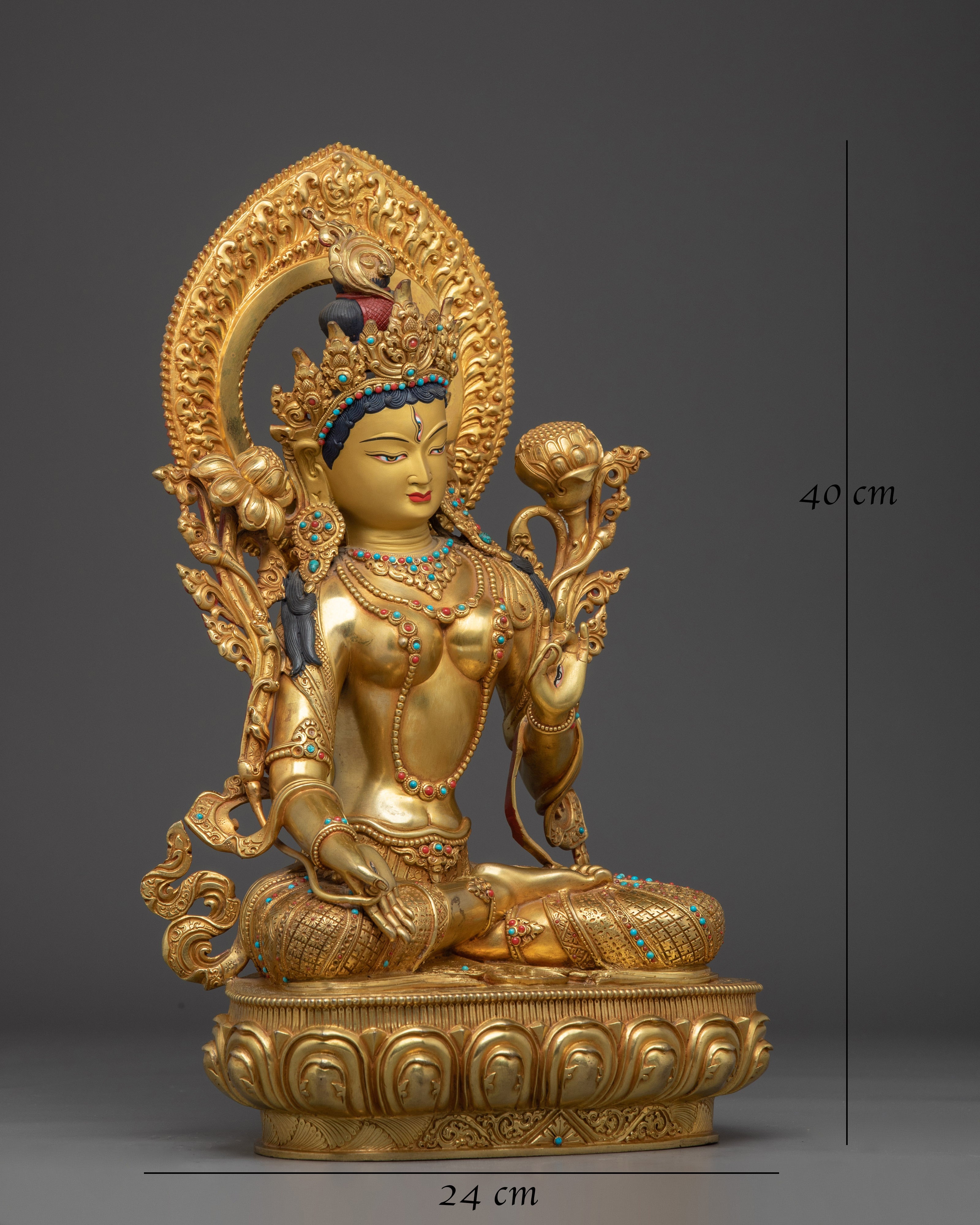 Copper White Tara Statue: Buddhist Healing Tara