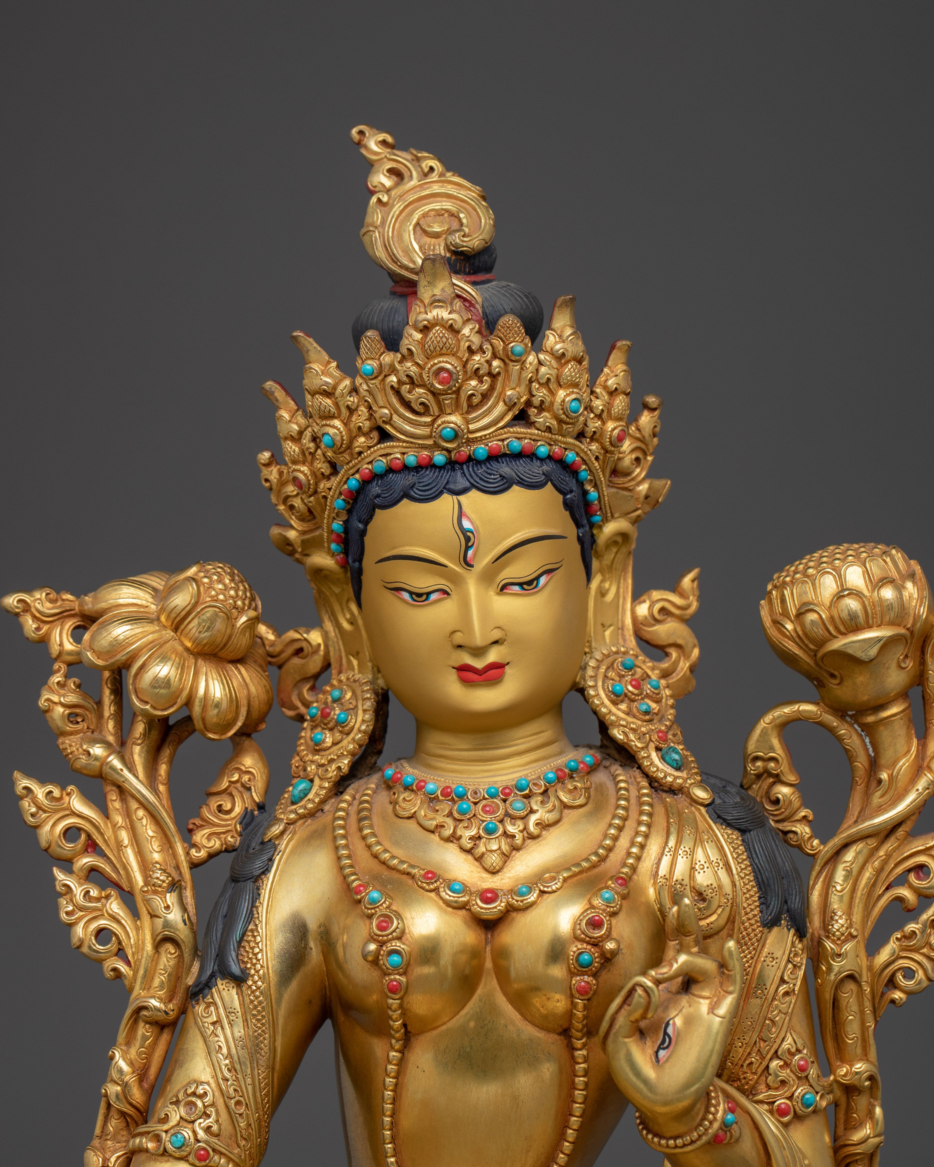 Copper White Tara Statue: Buddhist Healing Tara