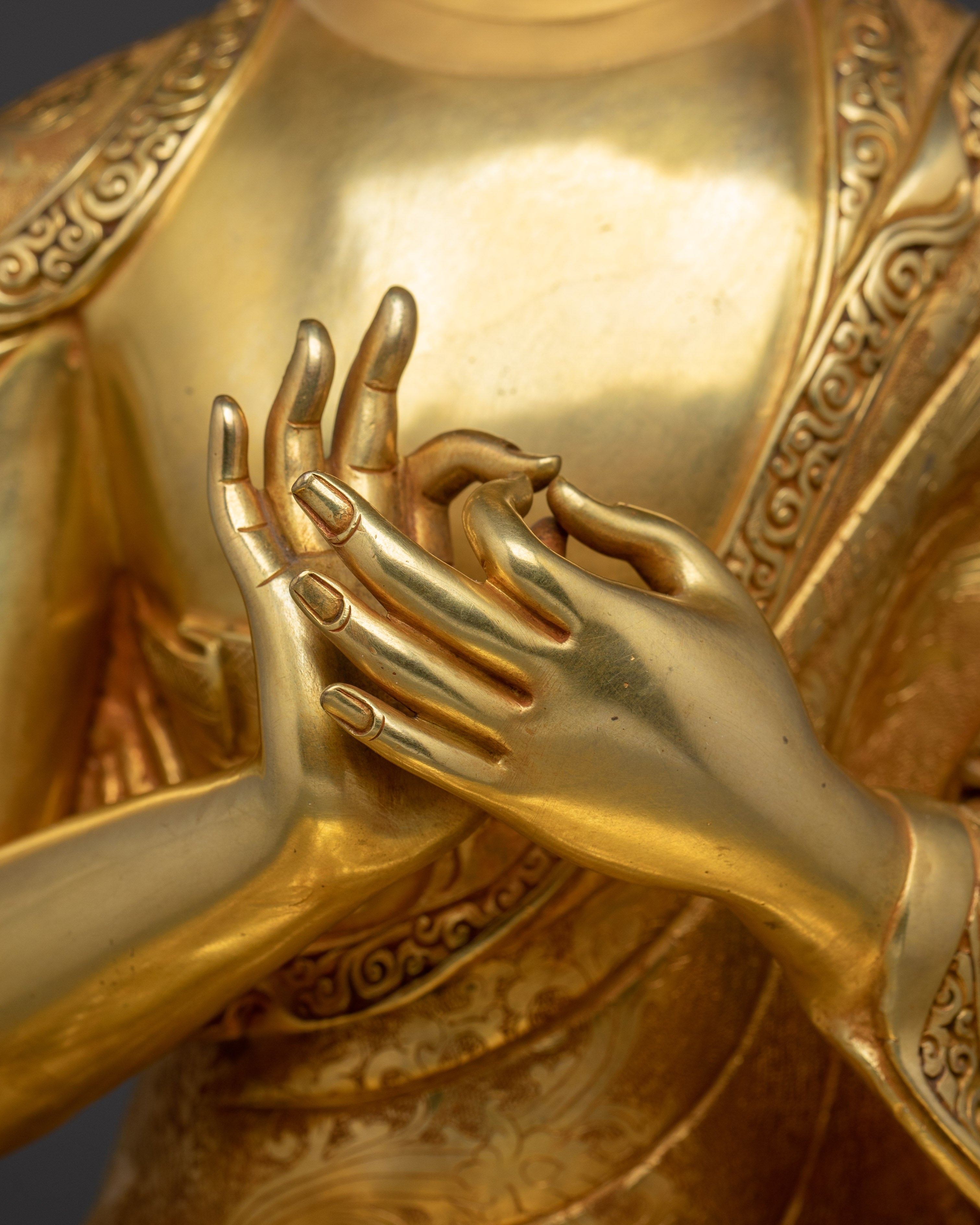 Vairocana Buddha Gold Gilded Copper Sculpture | Meditation Space and Buddhist Altar