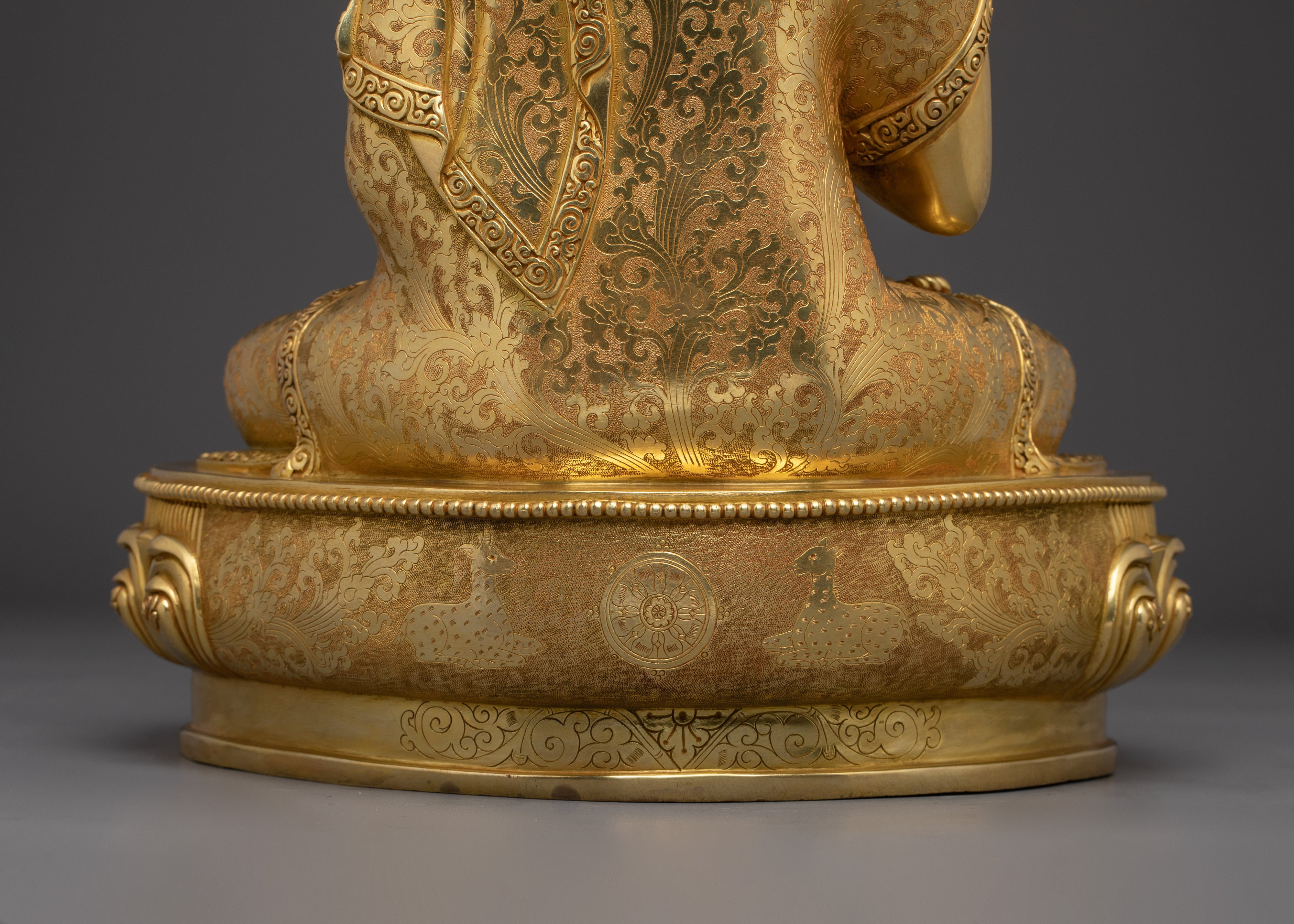 Vairocana Buddha Gold Gilded Copper Sculpture | Meditation Space and Buddhist Altar
