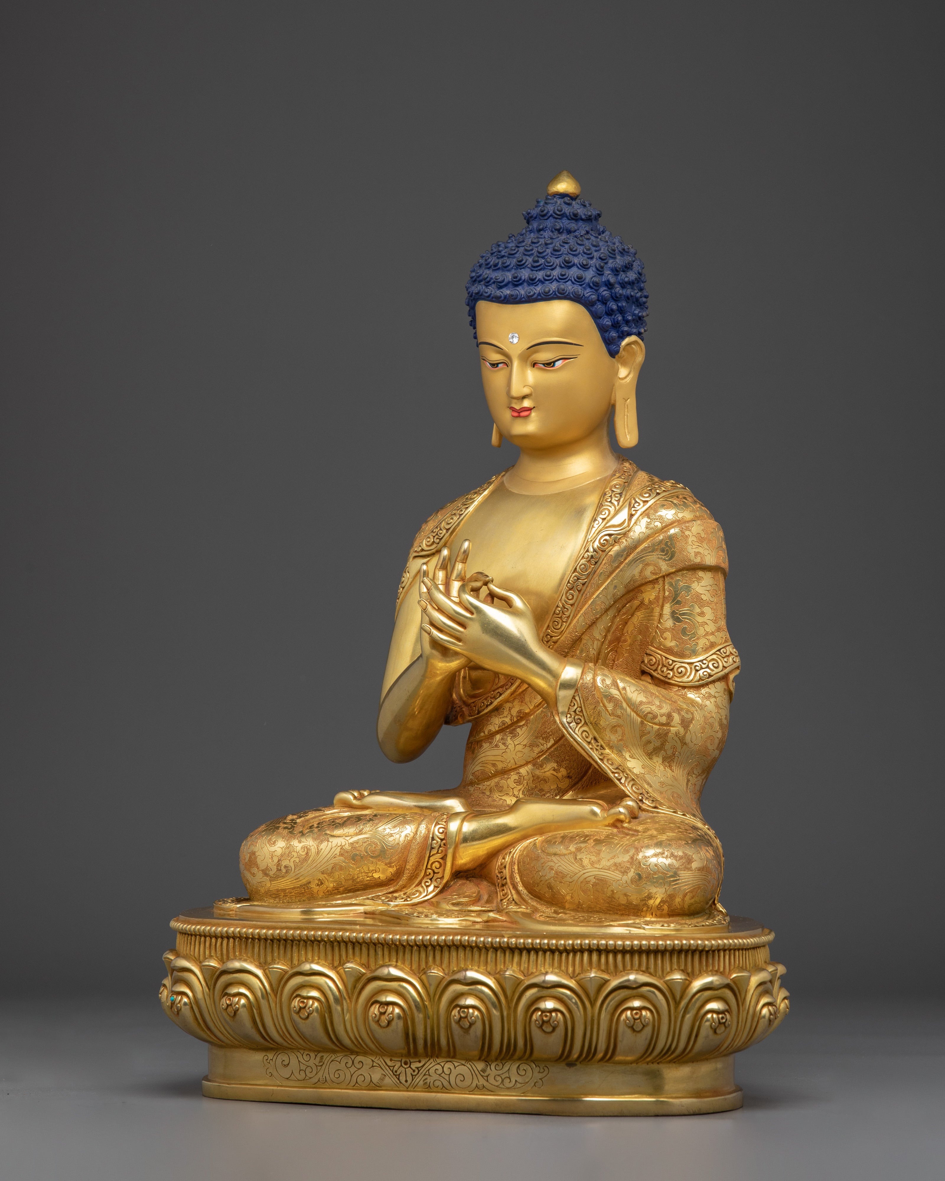 Vairocana Buddha Gold Gilded Copper Sculpture | Meditation Space and Buddhist Altar